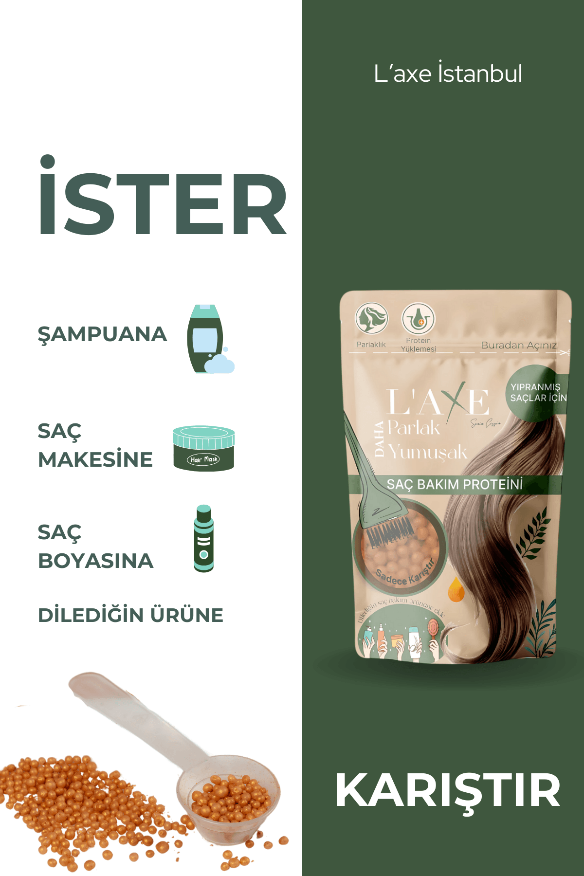 Yıpranmış - Yanmış Saçlara Canlılık Terapisi | Saç Bakım Proteini | 100 Gram