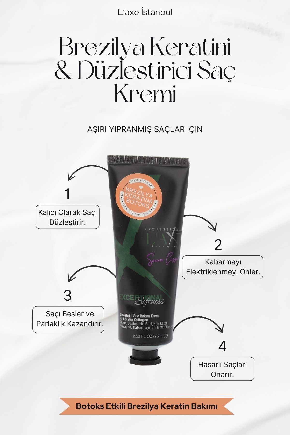 Laxe Brezilya Keratini & Botoks Düzleştirici Saç Bakım Kremi 75 Ml
