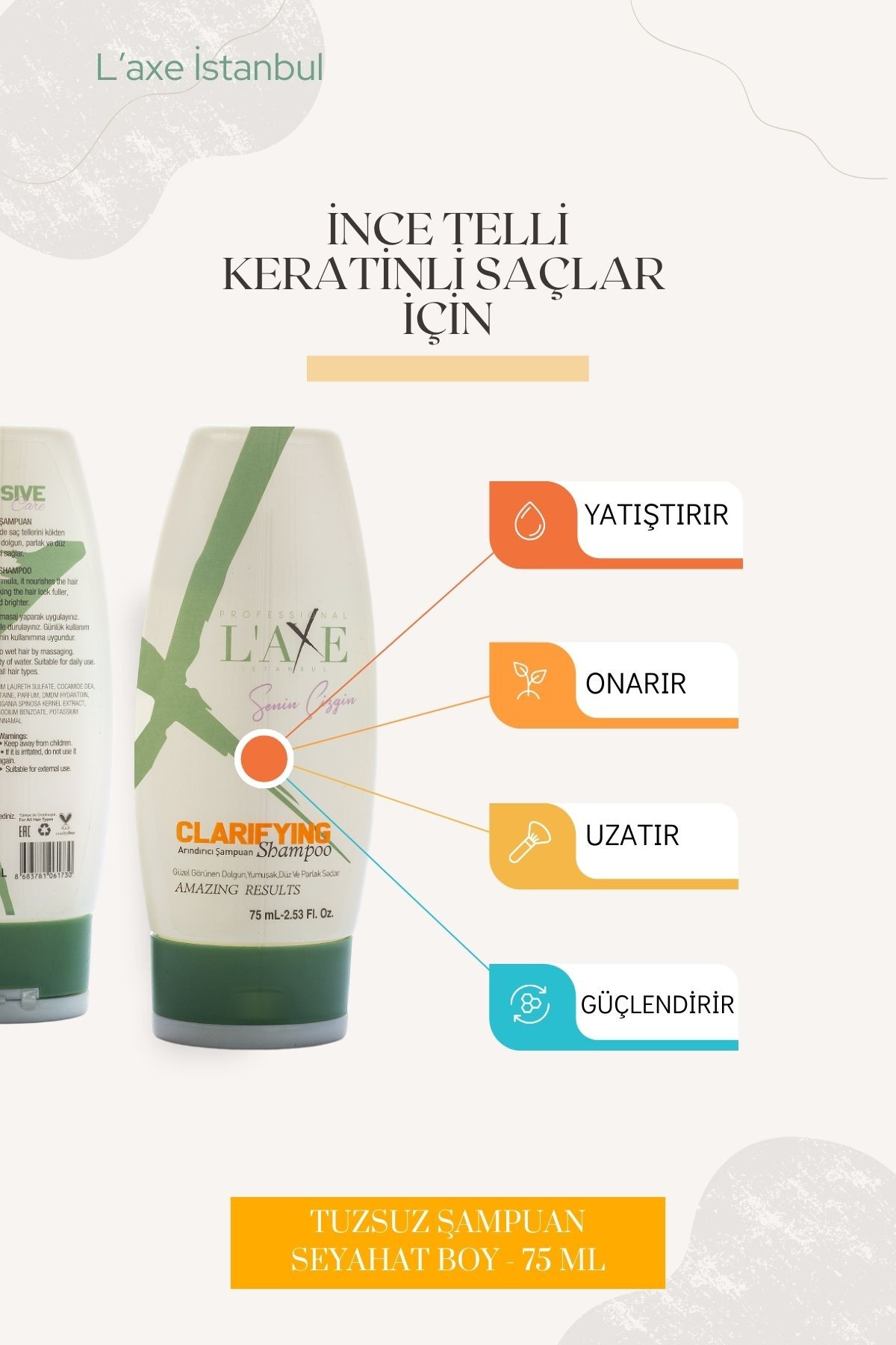 Tuzsuz Sülfatsız Parabensiz Şampuan Keratinli ve Yıpranmış Saçlar için Onarıcı Mucize 75 Ml