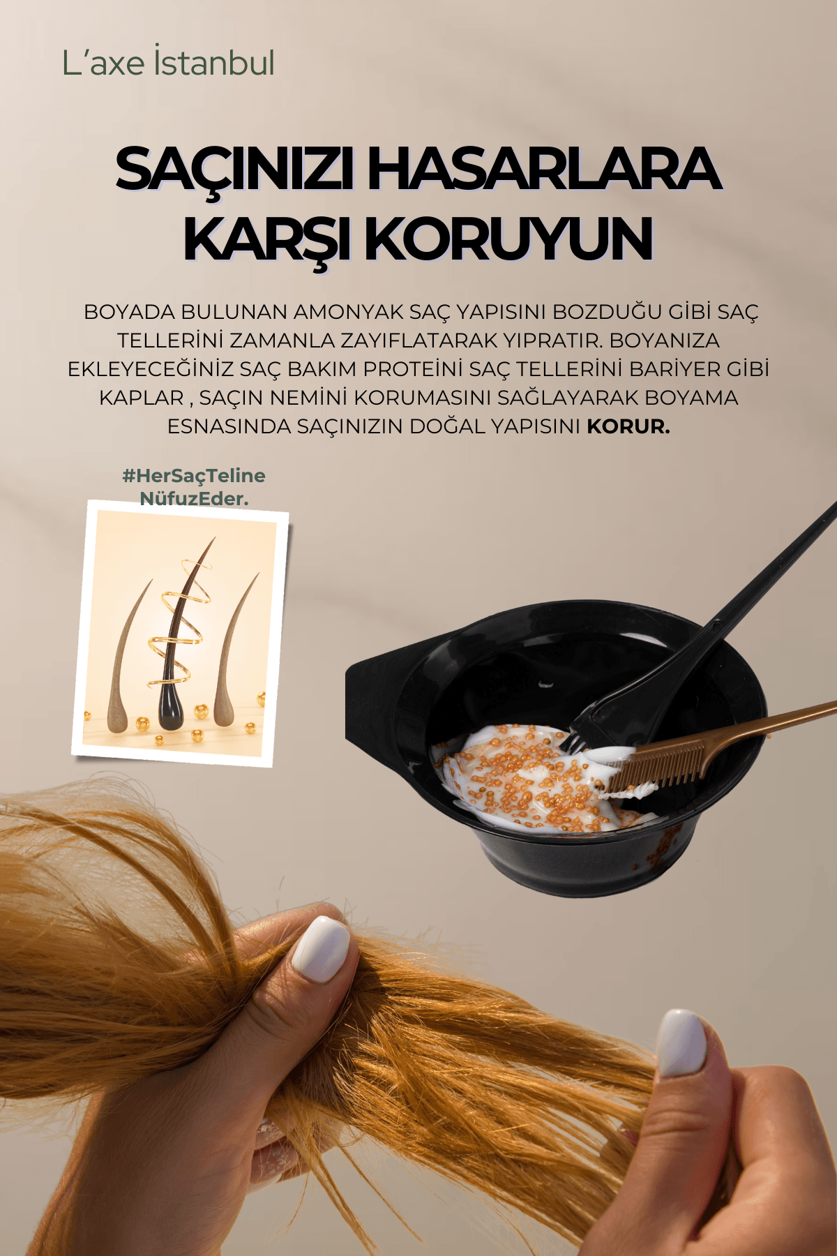 Hasarlı-Kabaran Saçlara Bakım Terapisi | Saç Bakım Proteini | 100 Gram