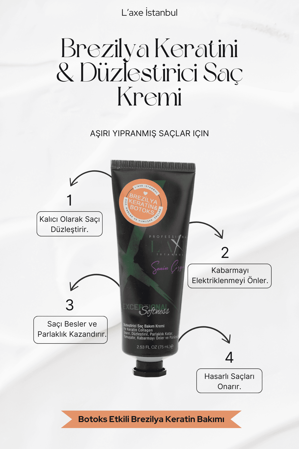 Brezilya Keratini & Botoks Düzleştirici Saç Bakım Kremi 75 ML