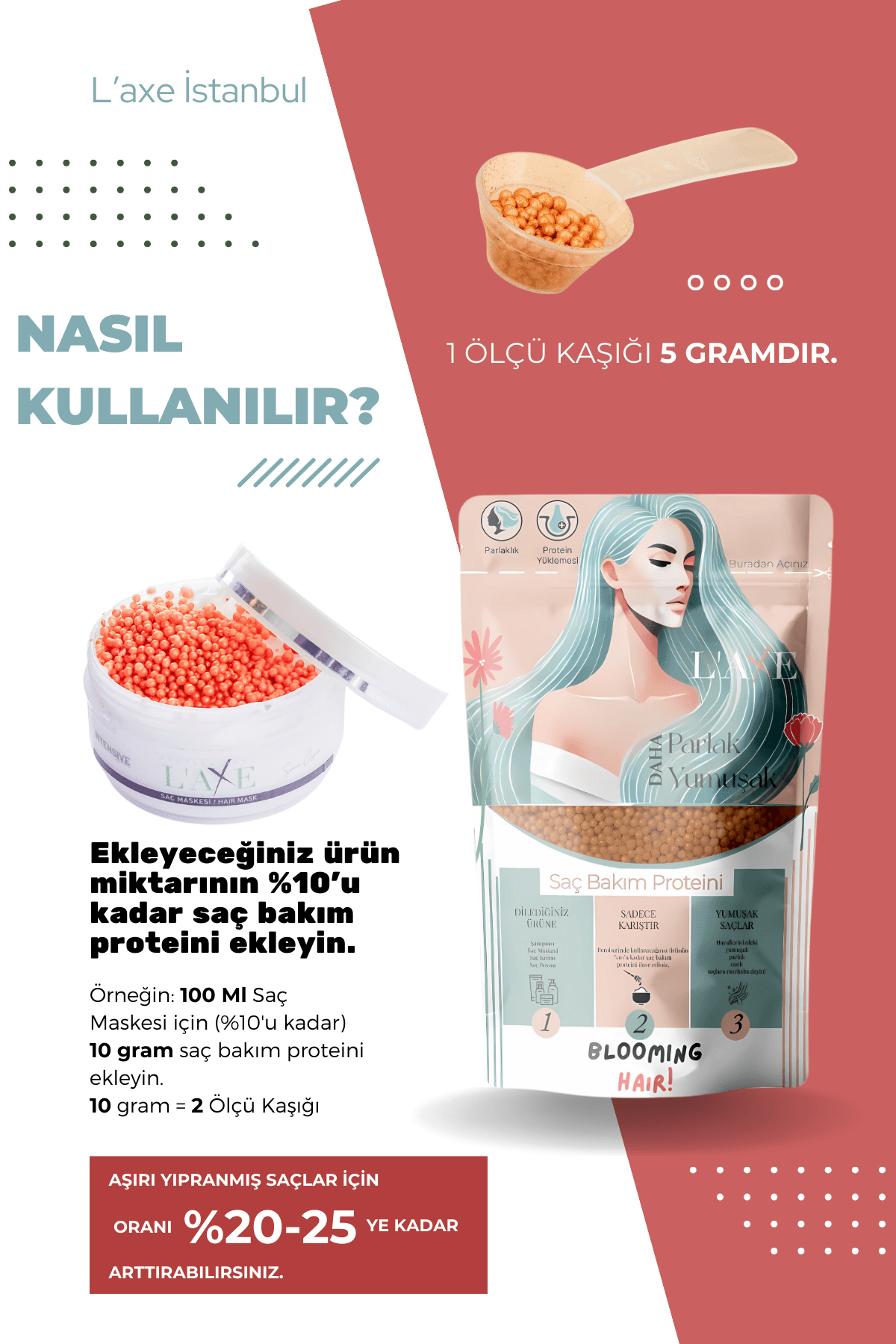 Dökülen – Zayıf Telli Saçlara Koruma Terapisi | Saç Bakım Proteini | 100 Gram