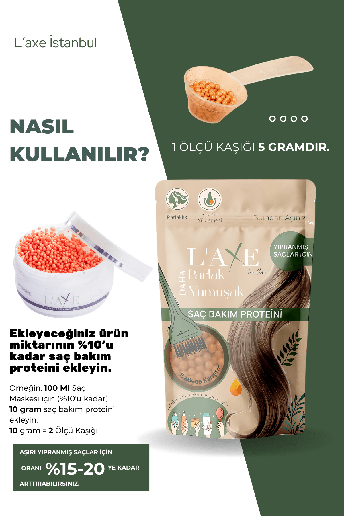 Yıpranmış - Yanmış Saçlara Canlılık Terapisi | Saç Bakım Proteini | 50 Gram