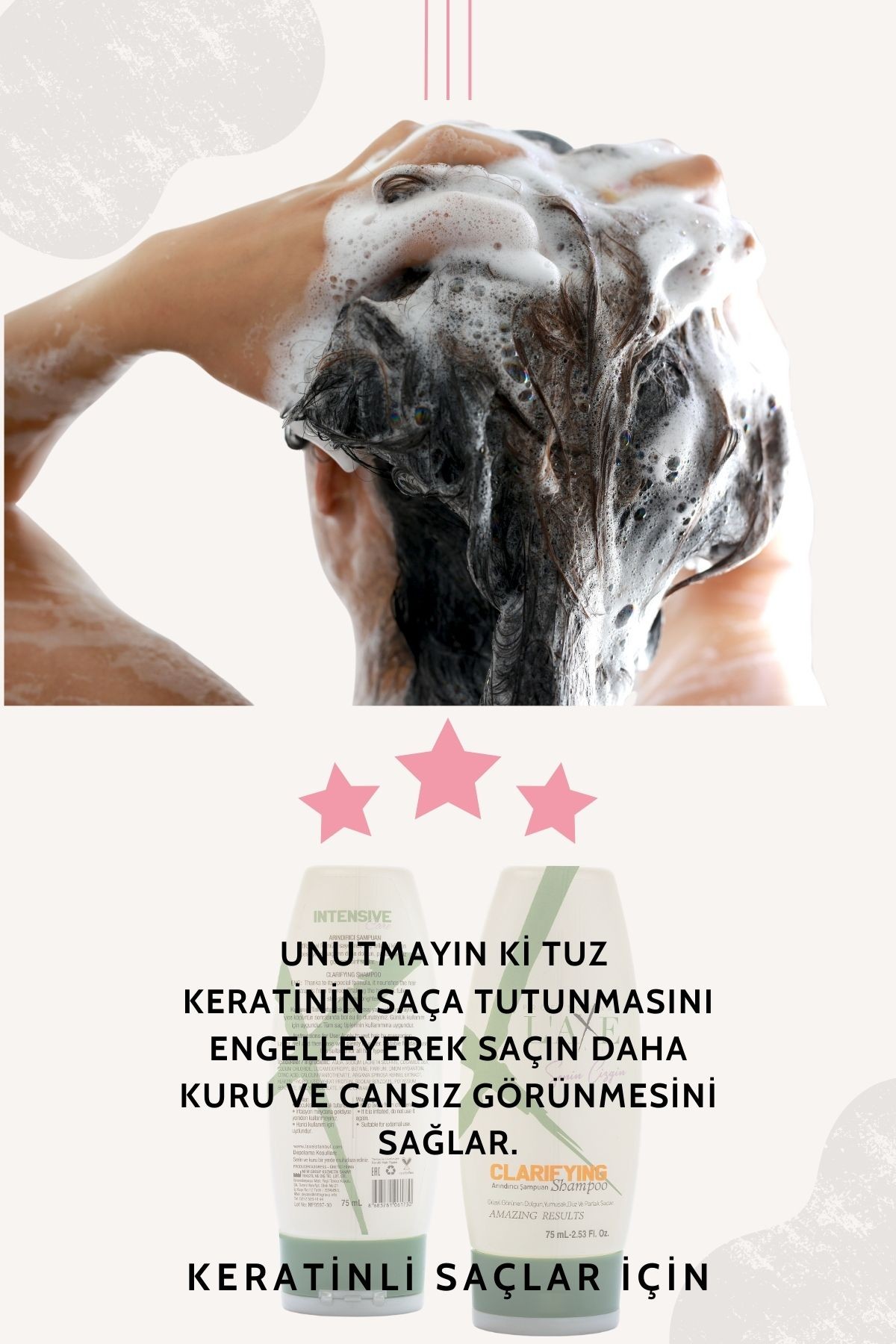 Tuzsuz Sülfatsız Parabensiz Şampuan Keratinli ve Yıpranmış Saçlar için Onarıcı Mucize 75 Ml
