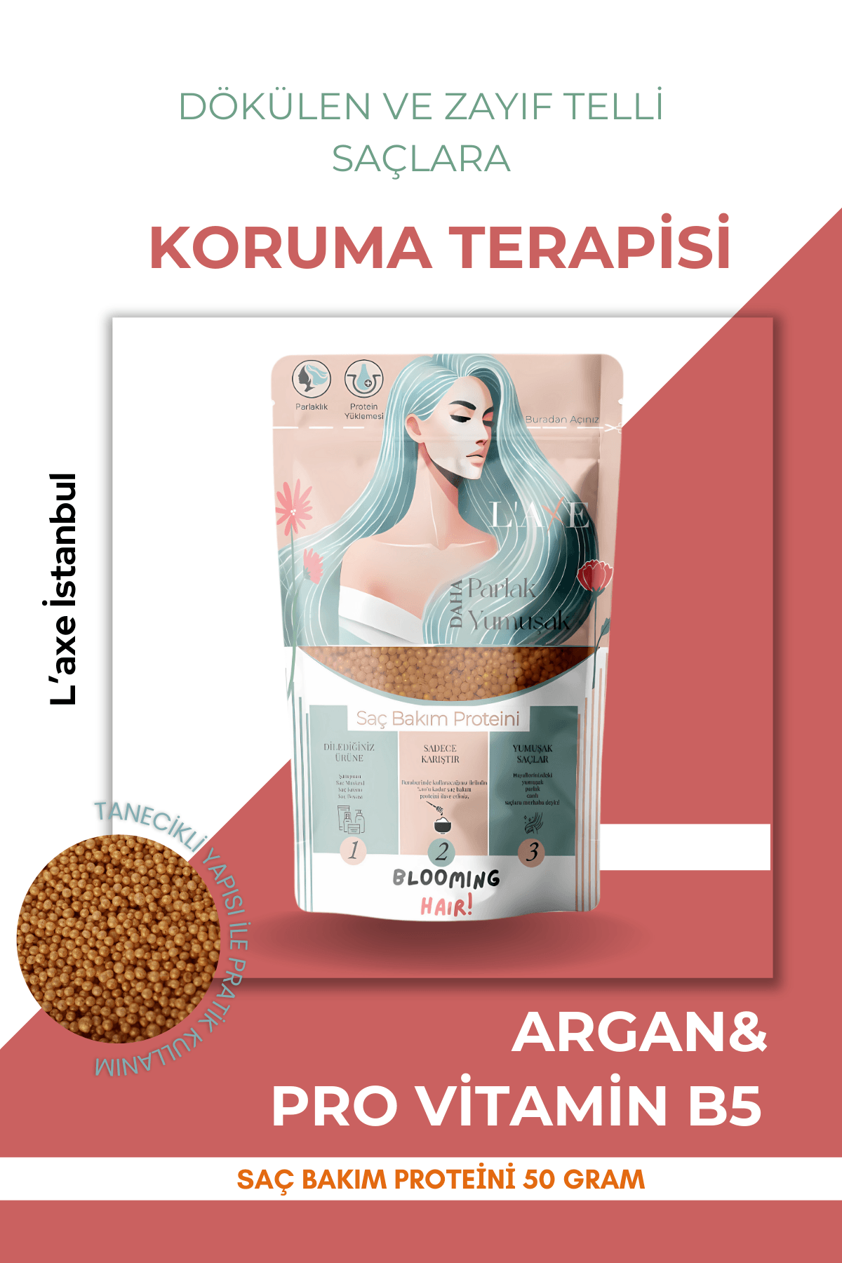 Dökülen – Zayıf Telli Saçlara Koruma Terapisi | Saç Bakım Proteini | 100 Gram