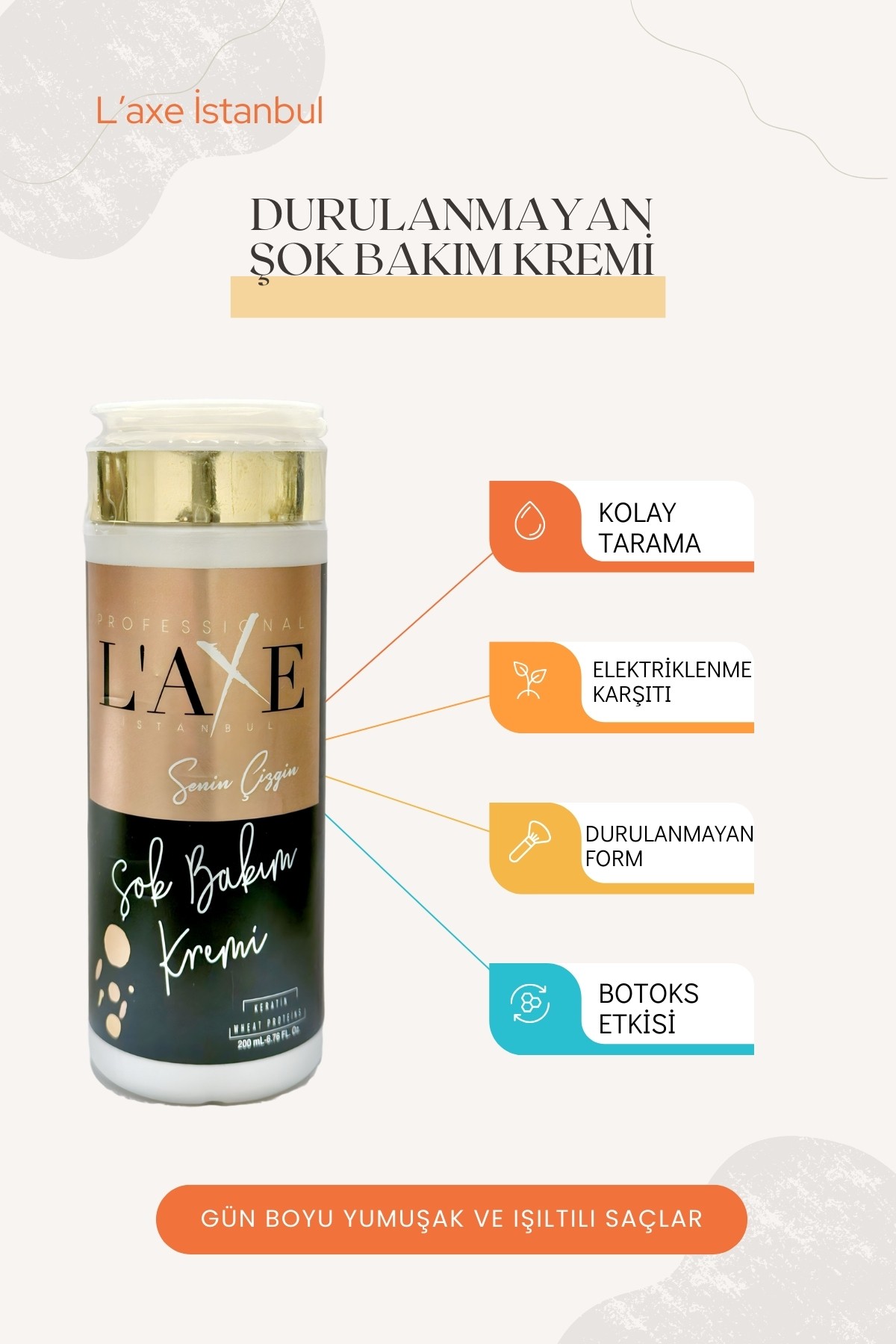Durulanmayan Krem Anında Botox Bakımı | Kolay Tarama | Laxe Şok Bakım Kremi | 200 ml