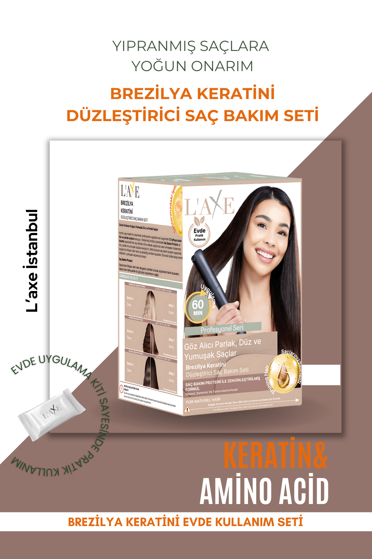 Laxe Dökülen ve İnce Telli Saçlar İçin Brezilya Keratini Düzleştirici Saç Bakım Seti