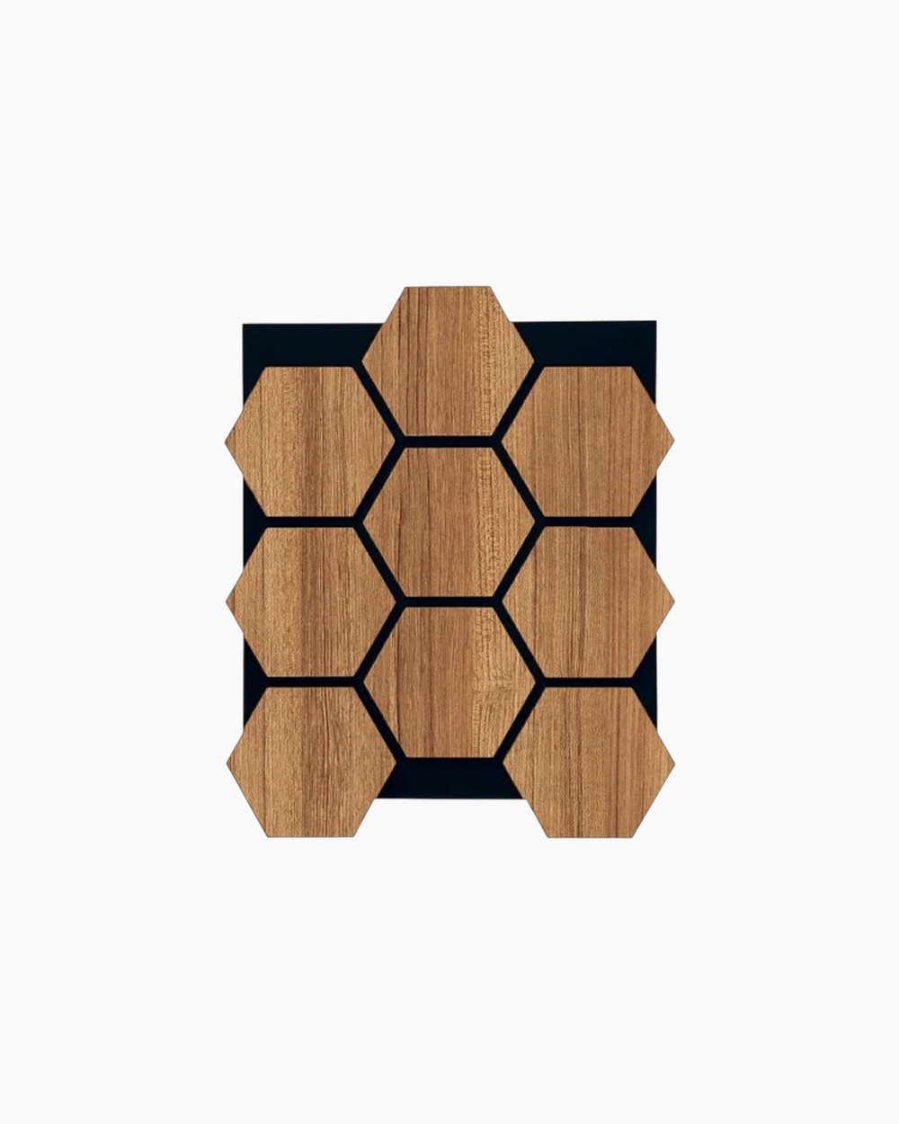 Hexagon Akustik Duvar Paneli - Teak
