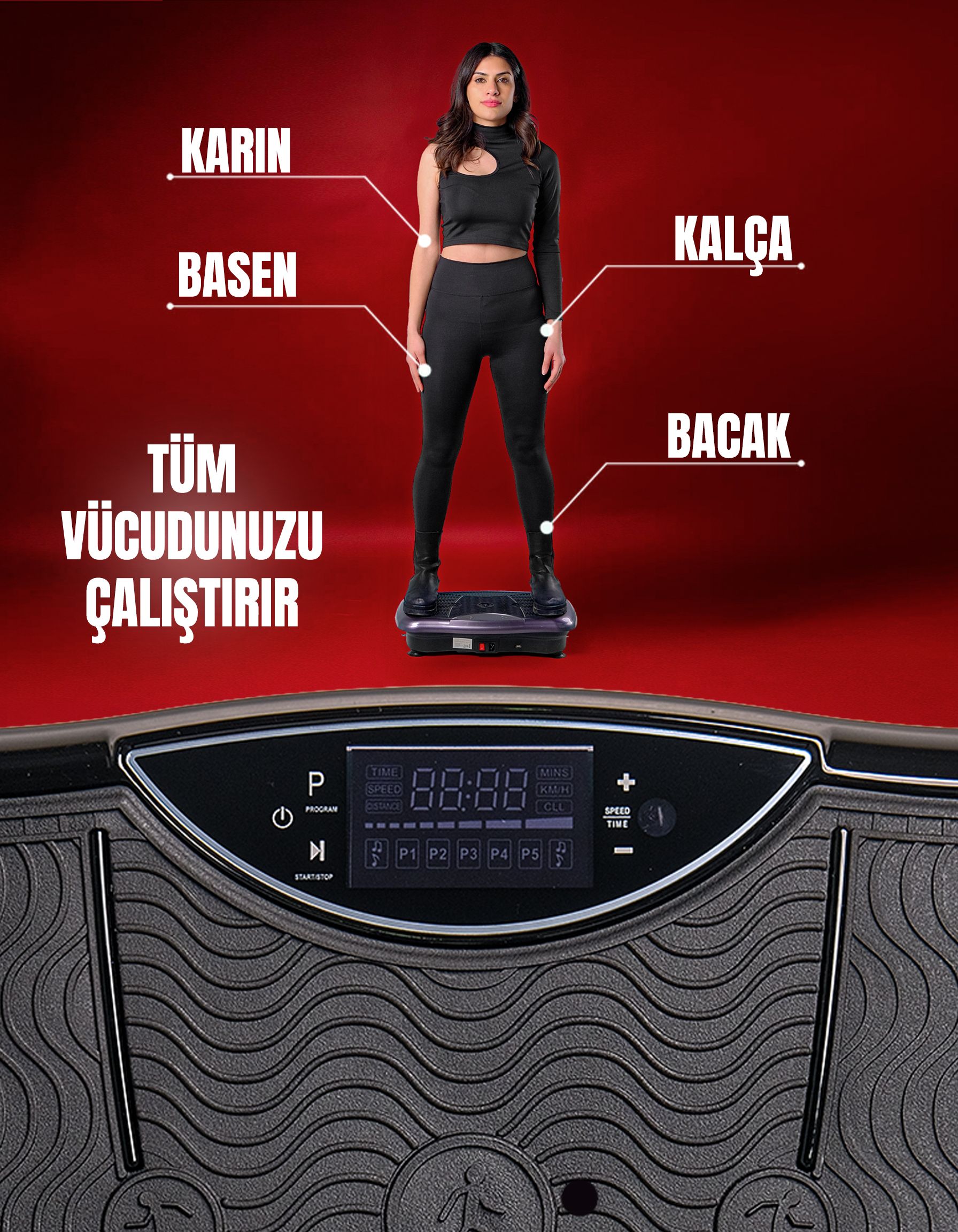 Titreşimli Egzersiz Spor Aleti Masaj Sıkılaşma Zayıflama Selülit Osilasyon Cihazı Vibration Plate 
