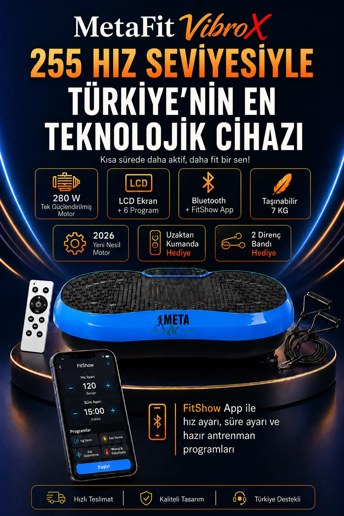 MetaFit VibroX FitShow Uygulamalı Titreşim Platformu