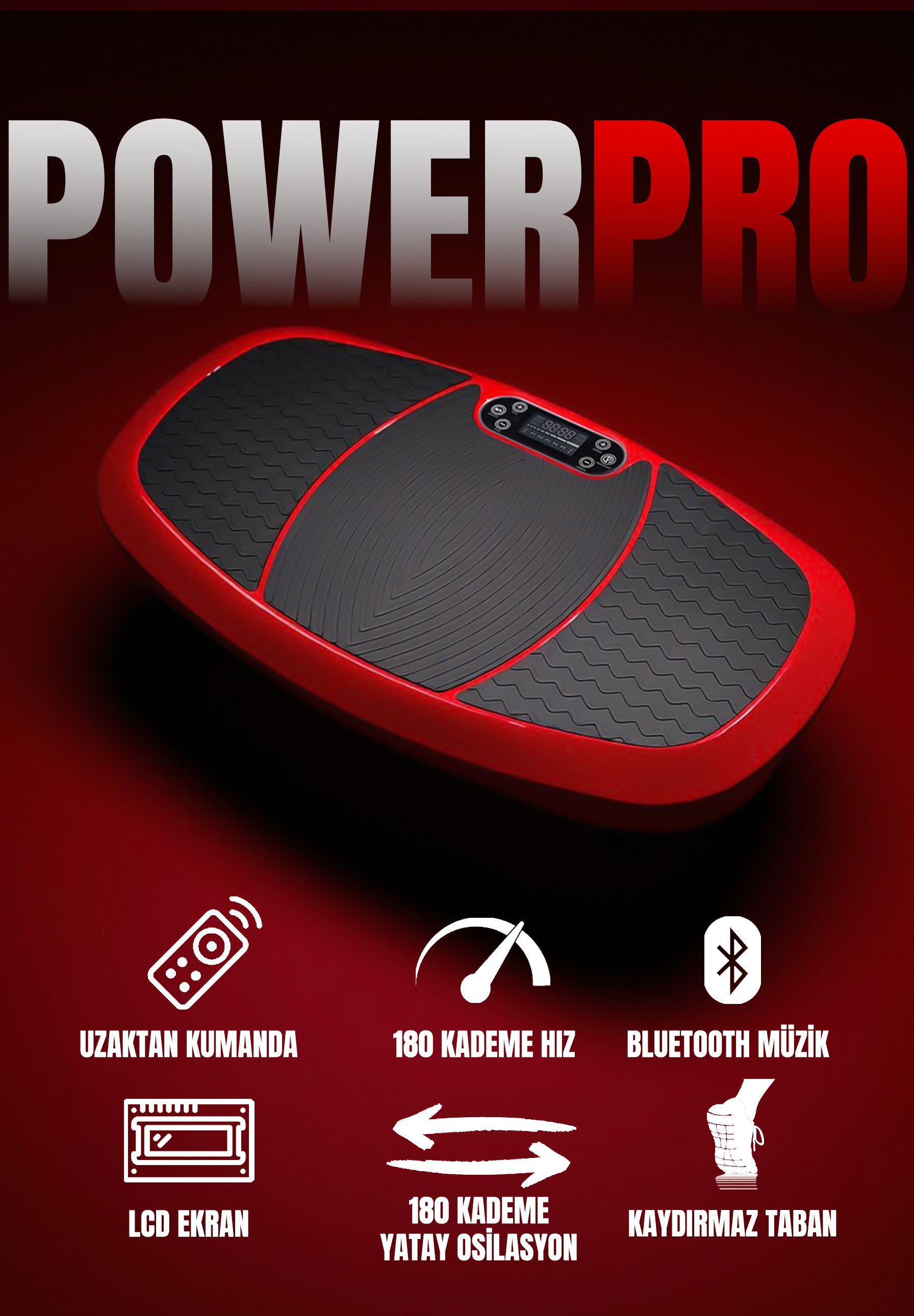 PowerPro Titreşimli Egzersiz Spor Masaj Sıkılaşma Zayıflama Selülit Osilasyon Vibration Plate