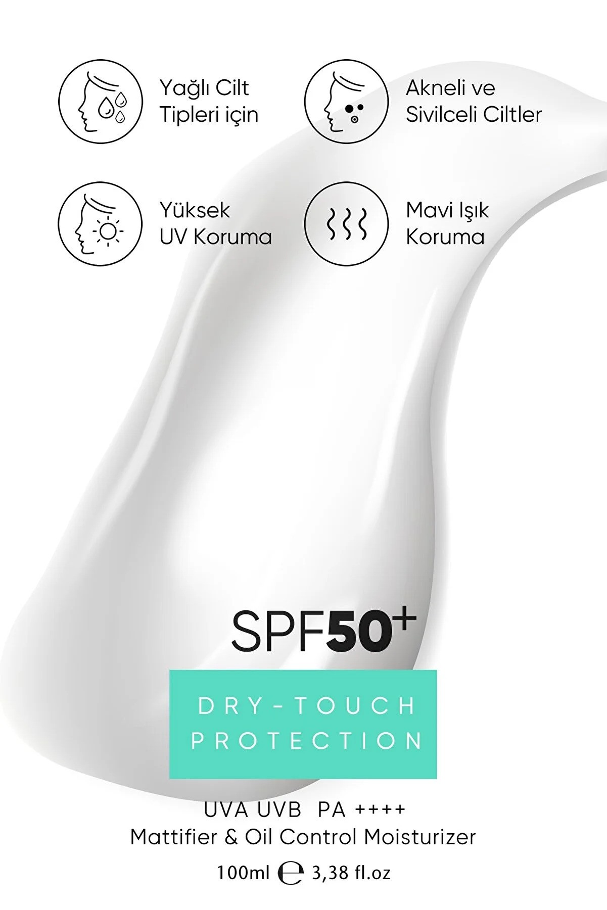 Matte Finish 50spf Uva/uvb 100ml Dry Touch Sunscreen for Oily Skin