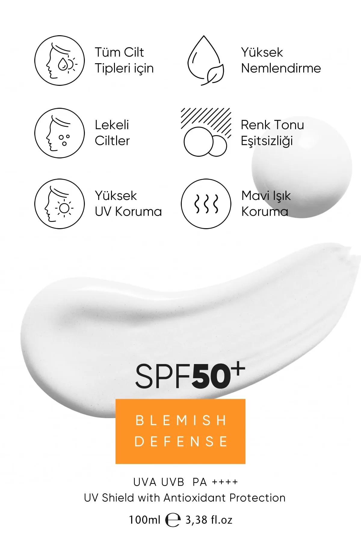 50spf UVA/UVB Blemish Defense Sun Cream with Antioxidant Support for Blemished Skin