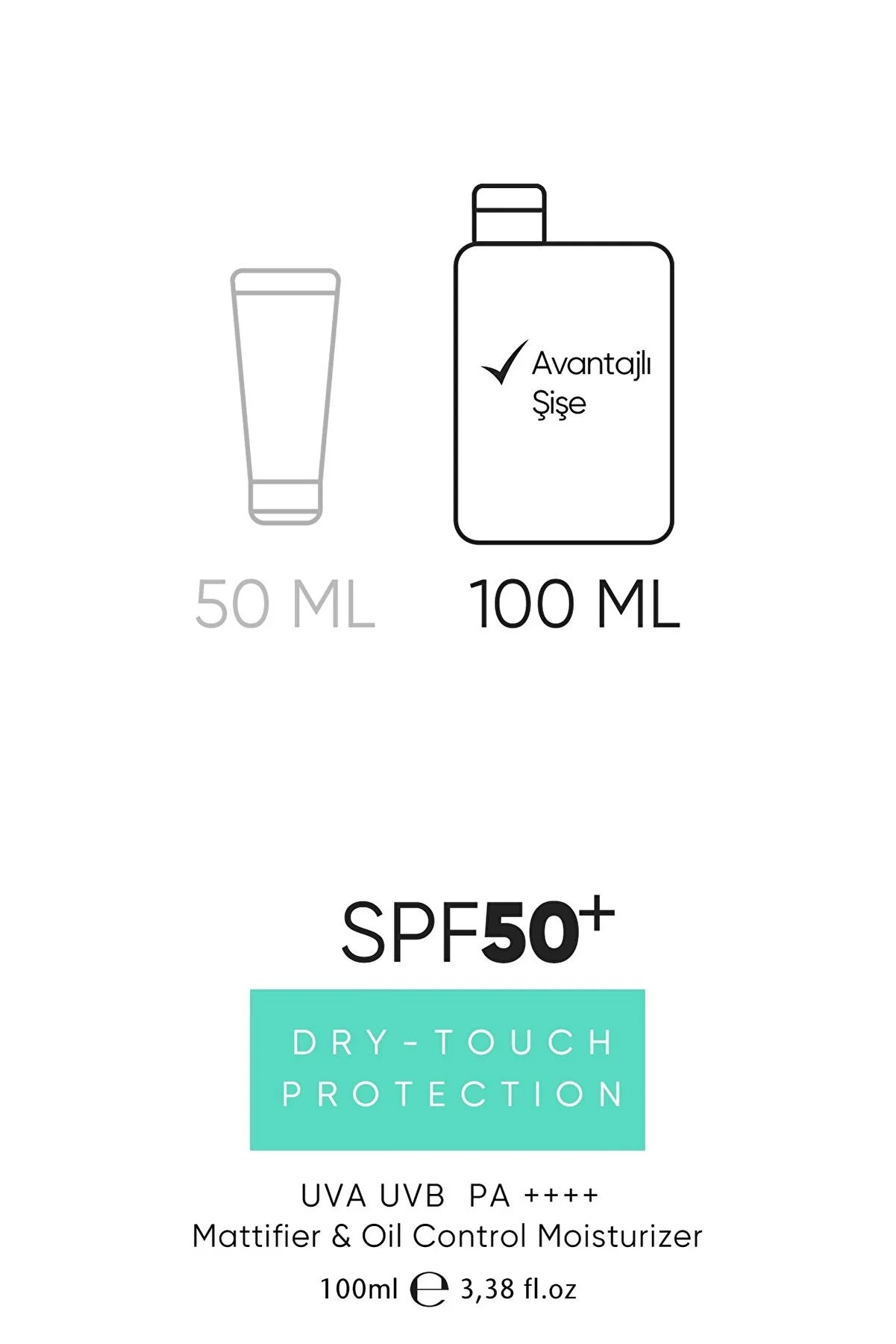 Matte Finish 50spf Uva/uvb 100ml Dry Touch Sunscreen for Oily Skin