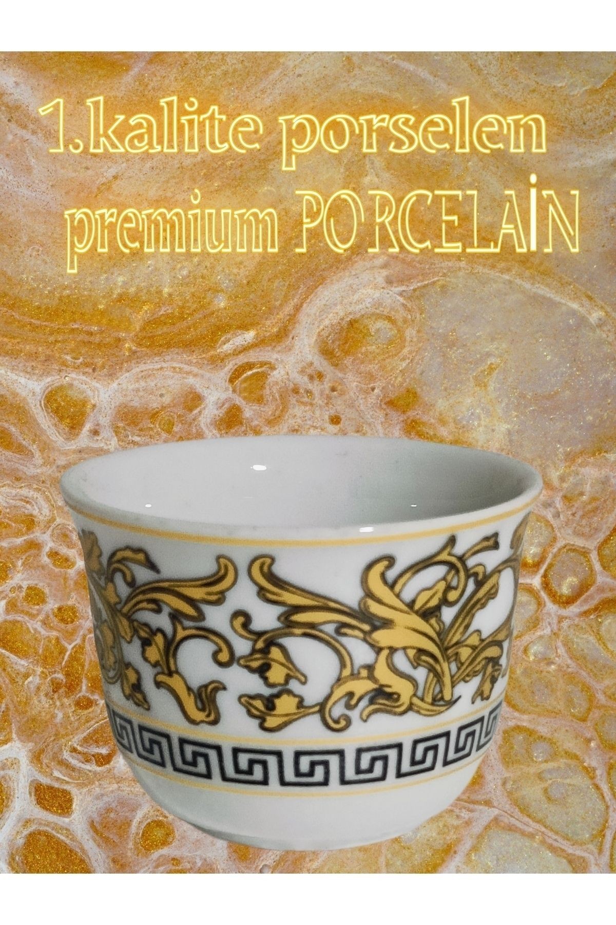 Yaldız Zincir Desenli Mırra Kulpsuz Fincan Porselen Takımı 6 Adet Mırra Cup Porcelain 6 Pieces