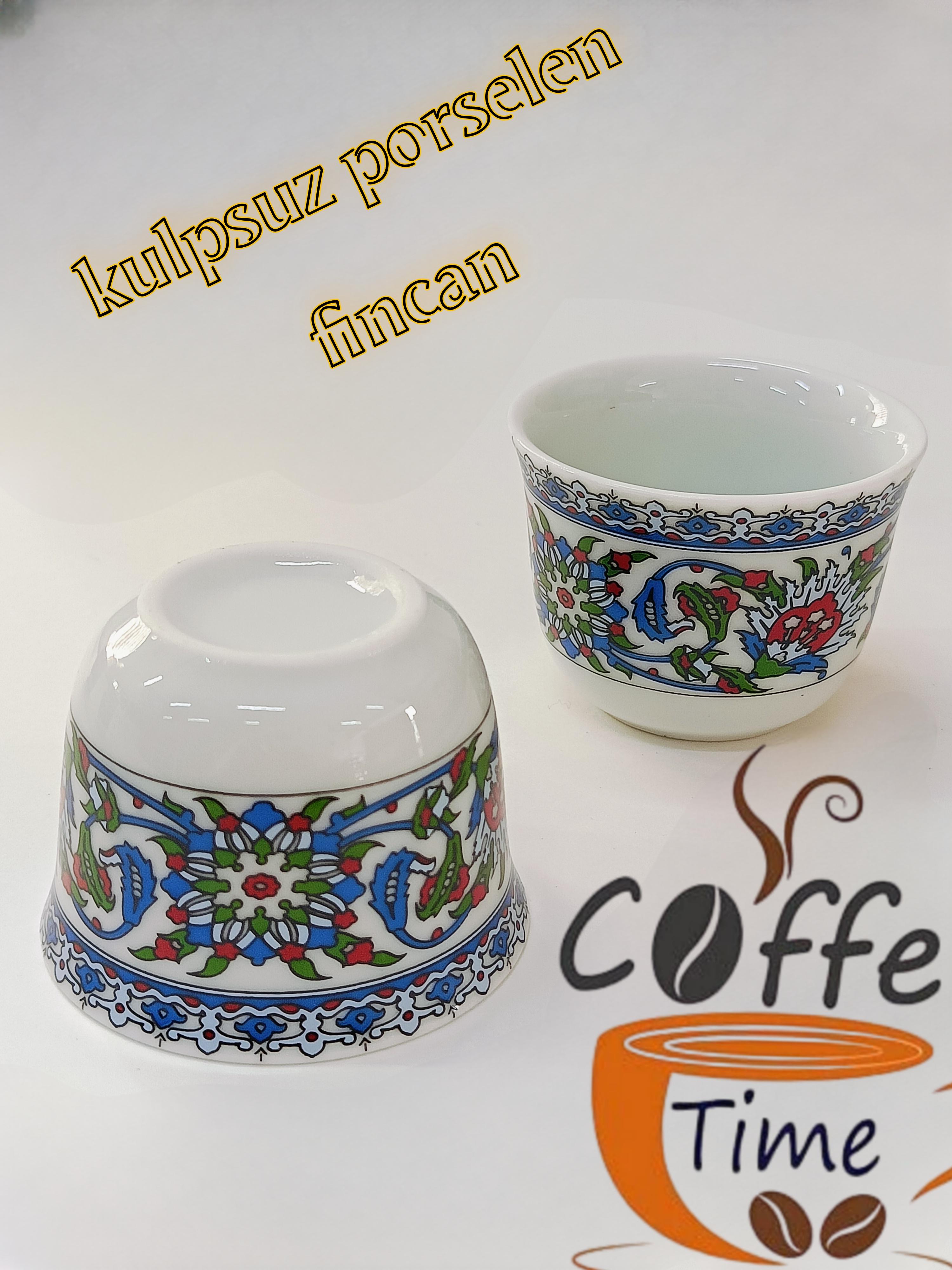 Bitkisel Çini Renkli Model Desenli Porselen Mirra Set 6 Adet Mırra Cup Porcelain 6 Pieces