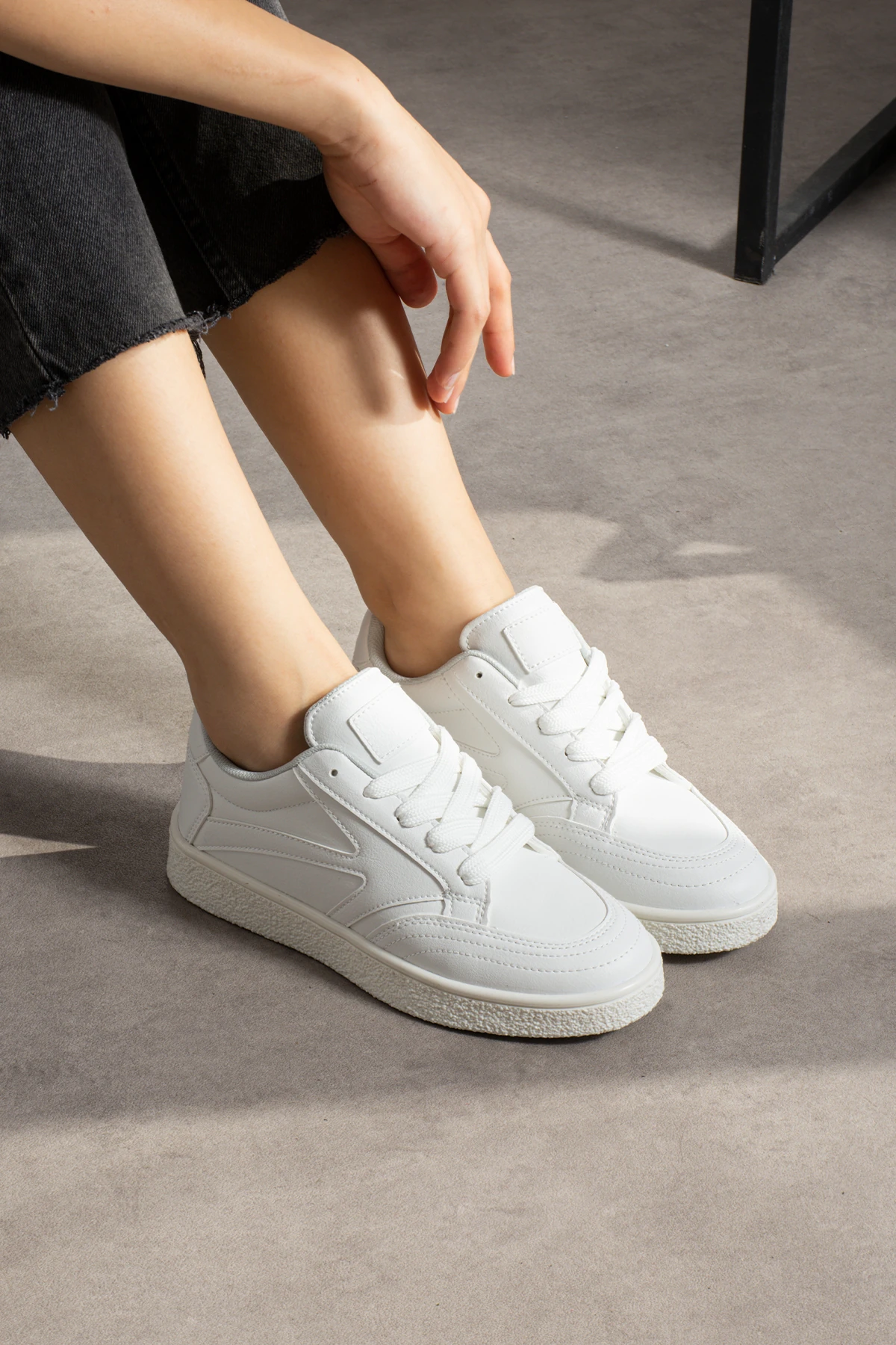 Kadın Bağcıklı Spor Ayakkabı Sneaker Günlük Okul 121NAV - Beyaz