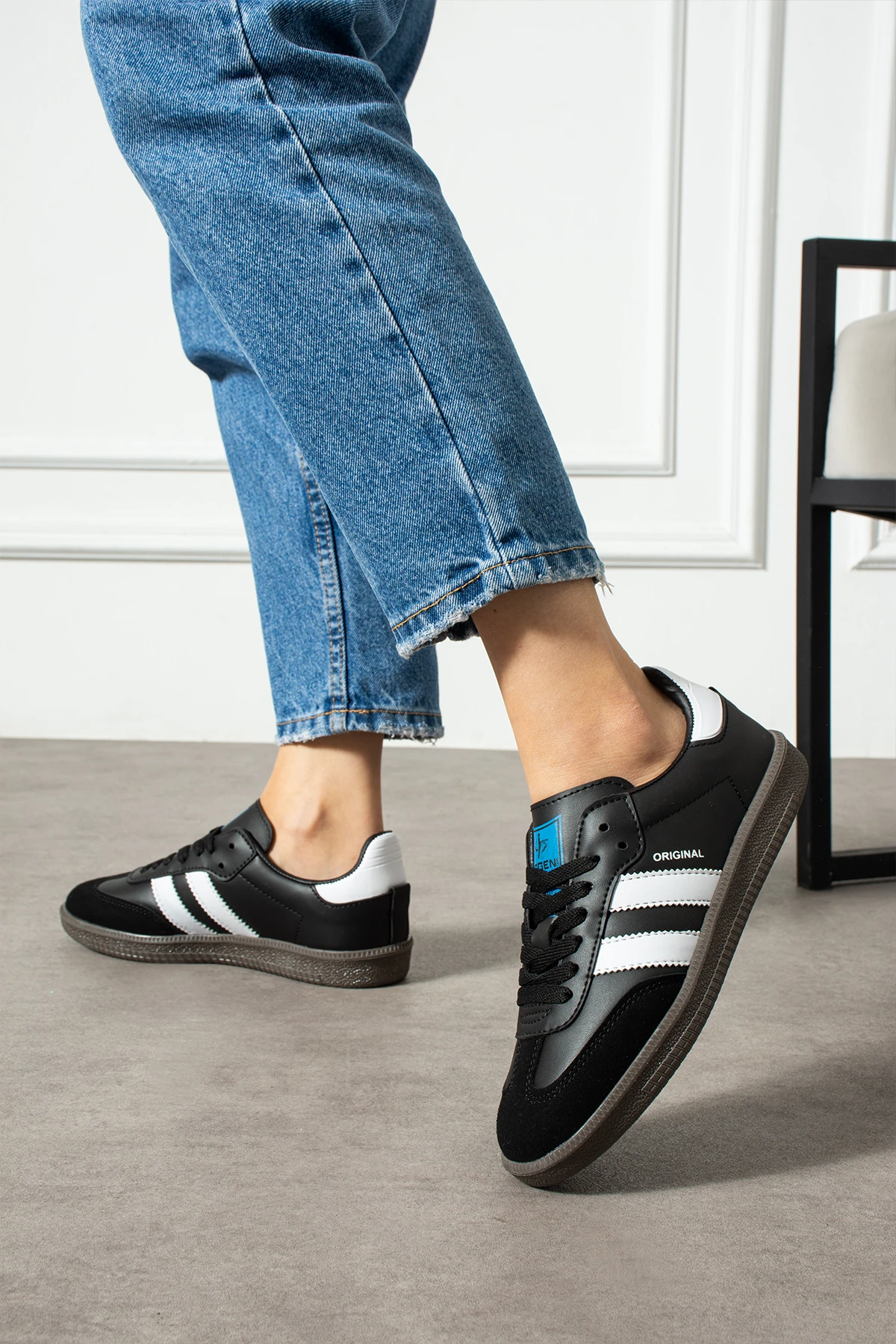 Kadın Sneaker Günlük Spor Ayakkabı 644NAV - Siyah Beyaz