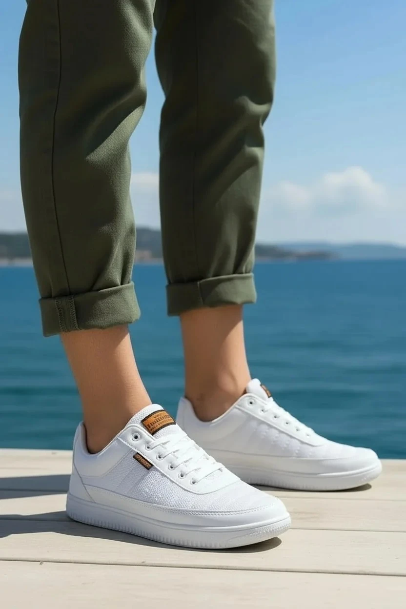 Erkek Sneaker Bağcıklı Spor Ayakkabı MK01 - Beyaz