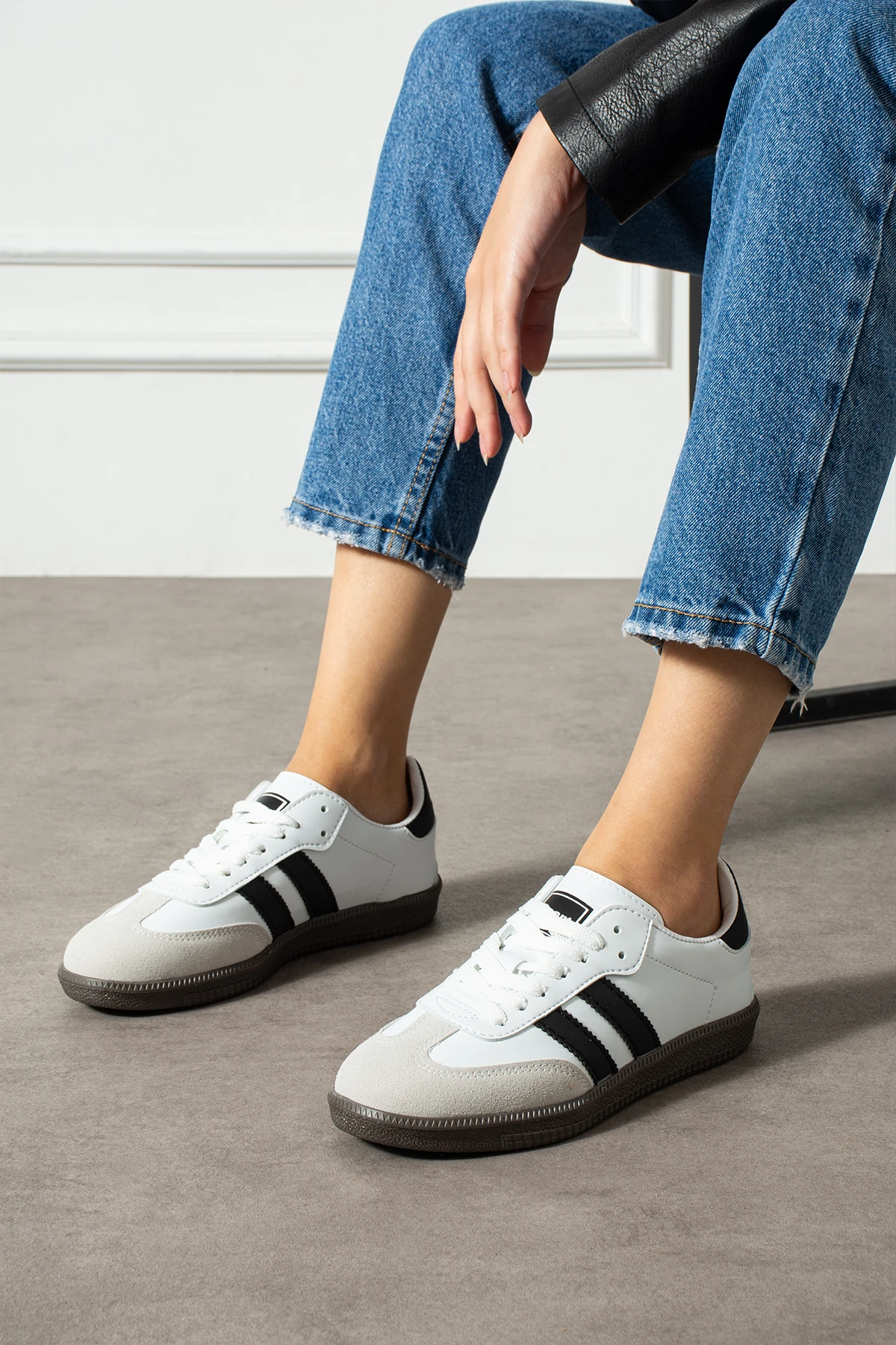 Kadın Sneaker Günlük Spor Ayakkabı 644NAV - Beyaz Siyah