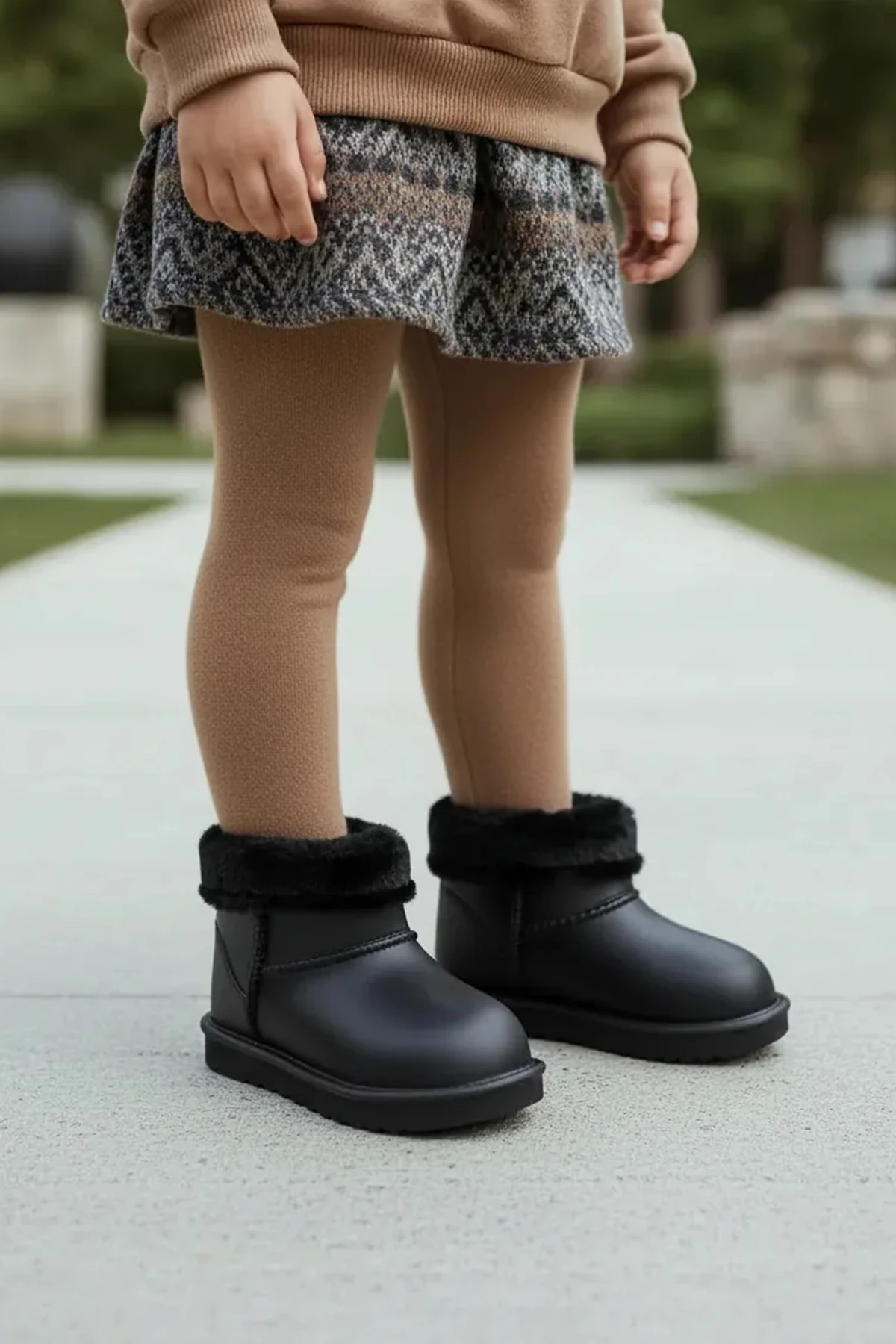 Çocuk Su Geçirmez Kürklü Yağmur Botu 2828NAV - Siyah