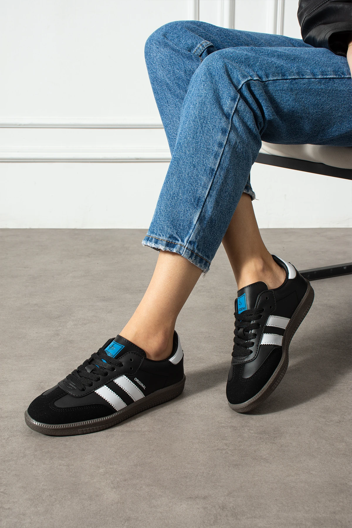 Kadın Sneaker Günlük Spor Ayakkabı 644NAV - Siyah Beyaz