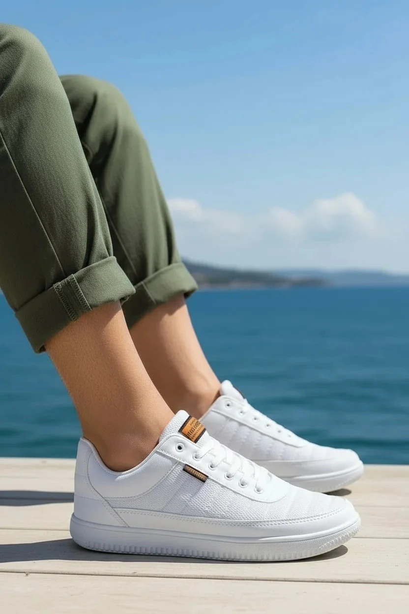 Erkek Sneaker Bağcıklı Spor Ayakkabı MK01 - Beyaz