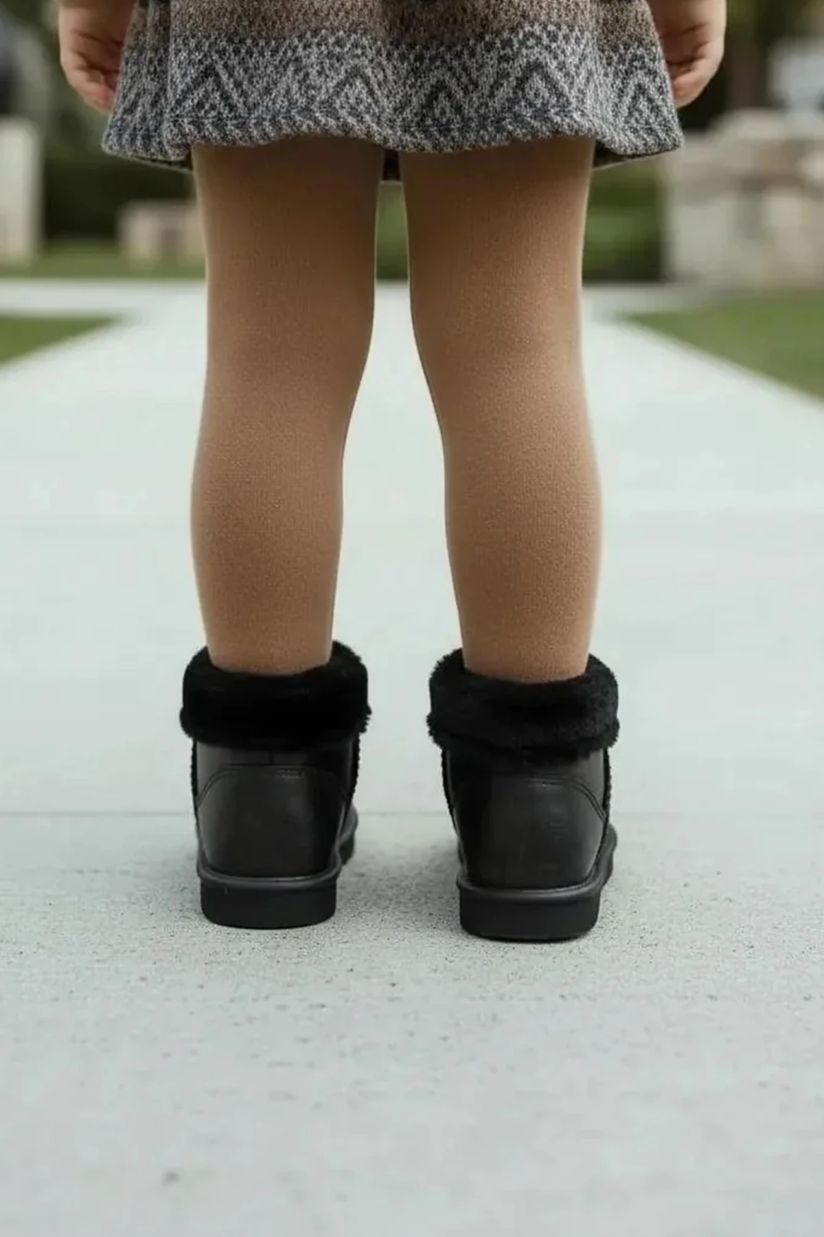 Çocuk Su Geçirmez Kürklü Yağmur Botu 2828NAV - Siyah