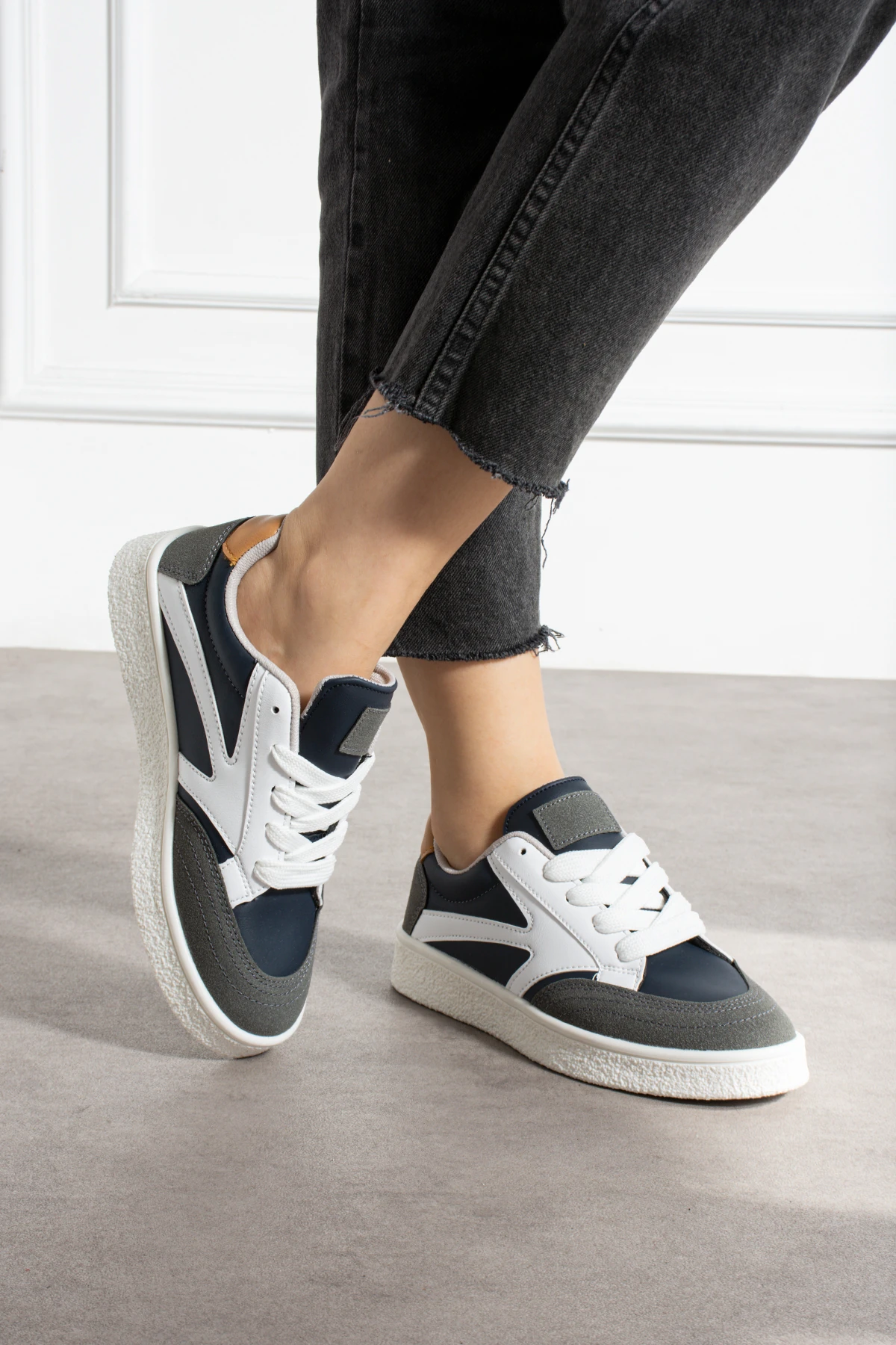 Kadın Bağcıklı Spor Ayakkabı Sneaker Günlük Okul 121NAV - Lacivert