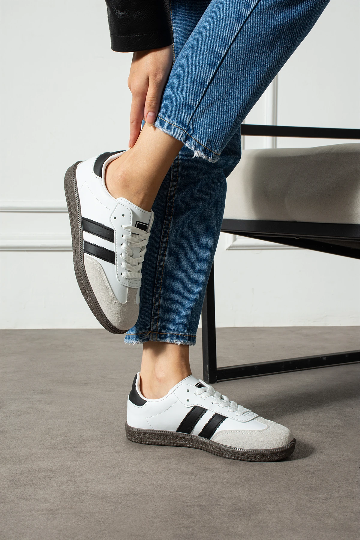 Kadın Sneaker Günlük Spor Ayakkabı 644NAV - Beyaz Siyah