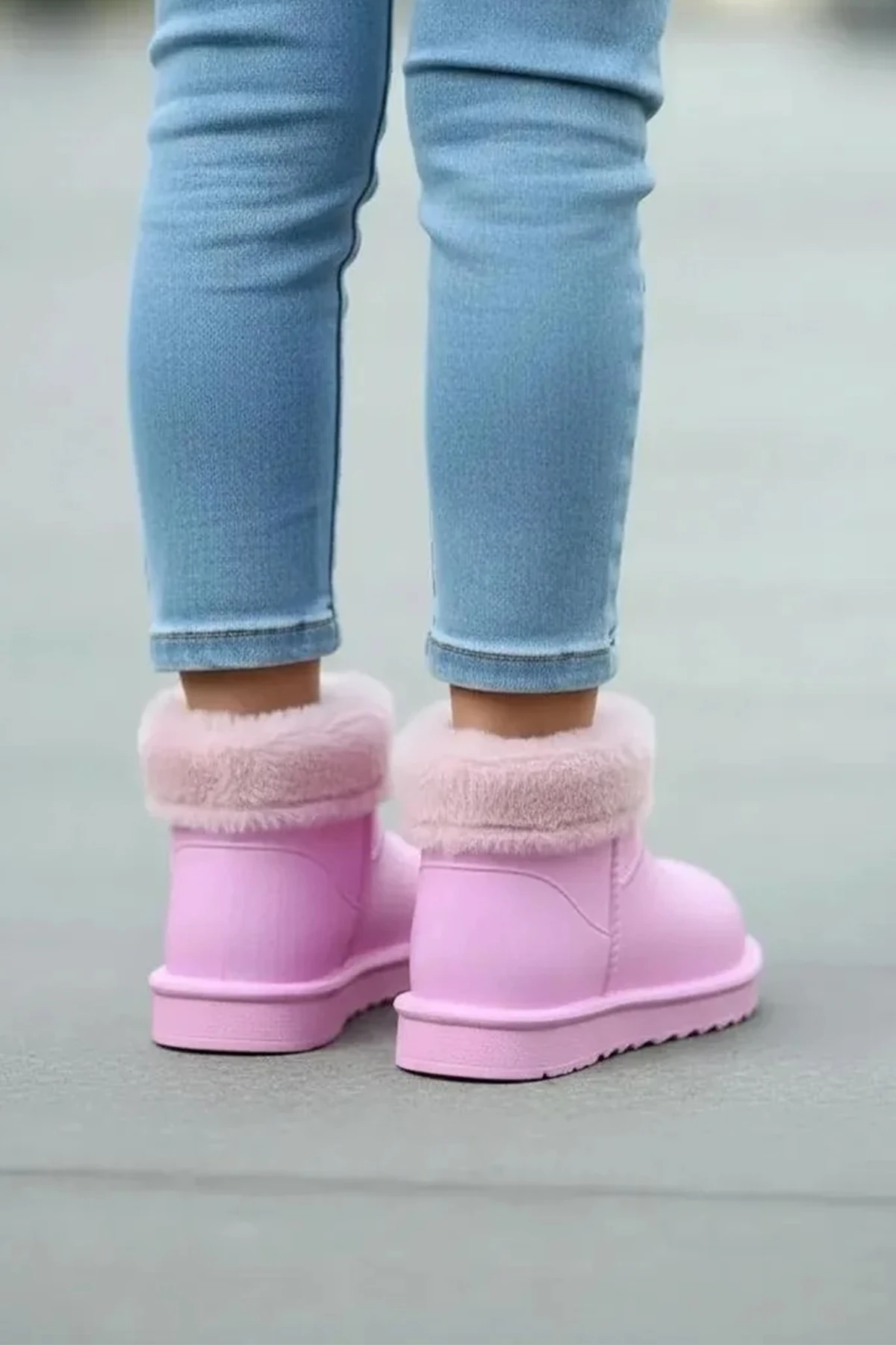 Çocuk Su Geçirmez Kürklü Yağmur Botu 2828NAV - Pembe