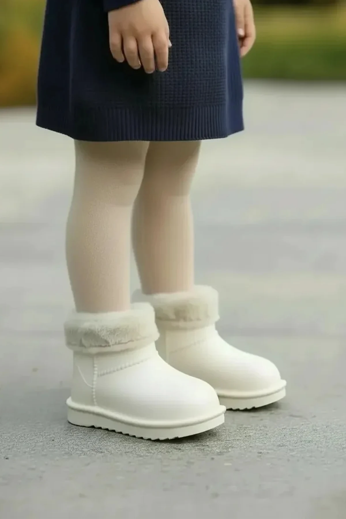 Çocuk Su Geçirmez Kürklü Yağmur Botu 2828NAV - Ekru