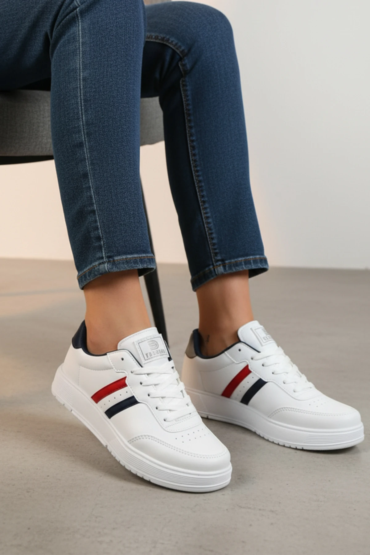 Kadın Sneaker Bağcıklı Spor Ayakkabı 163NAV - Beyaz Lacivert