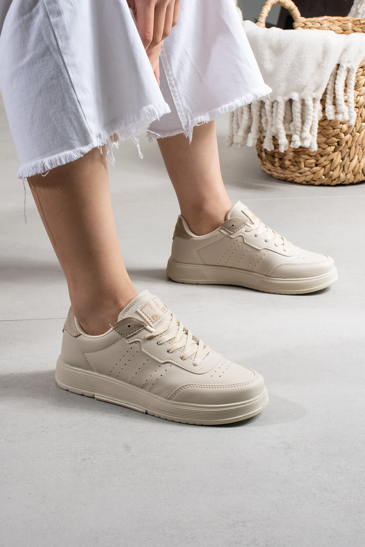 Unisex Spor Ayakkabı 158NAV - Ekru