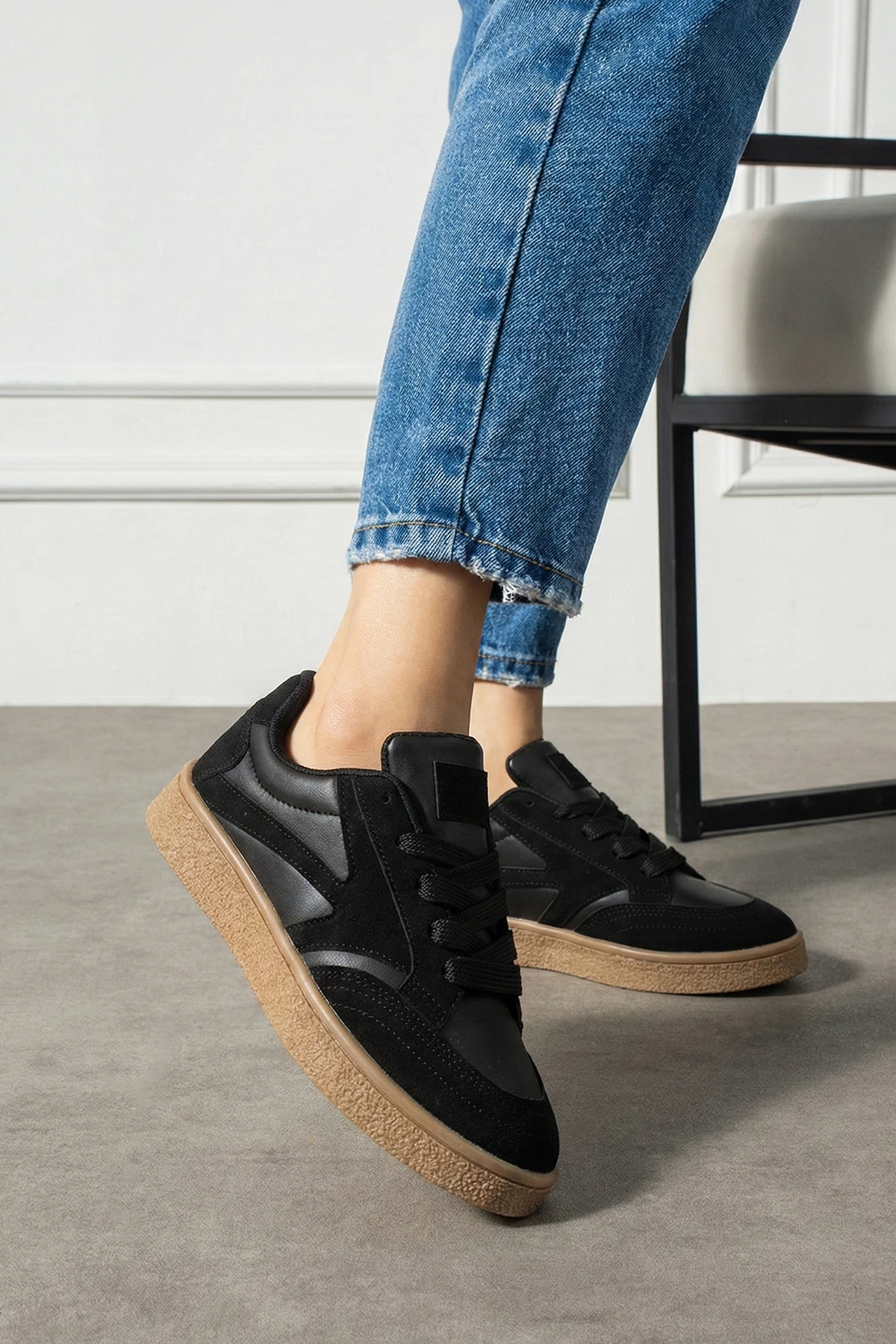 Kadın Bağcıklı Spor Ayakkabı Sneaker Günlük Okul 121NAV