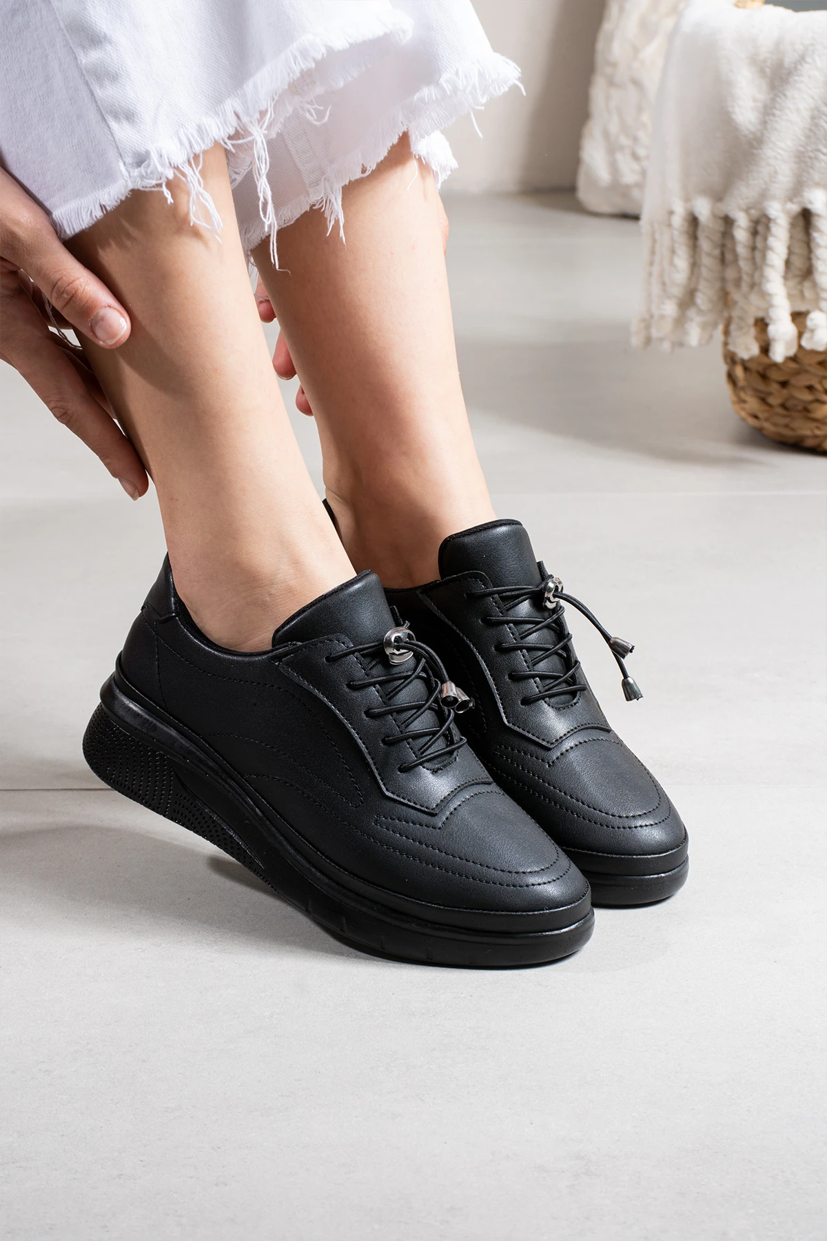 Kadın Ortopedik Günlük Ayakkabı 3428NAV - Siyah