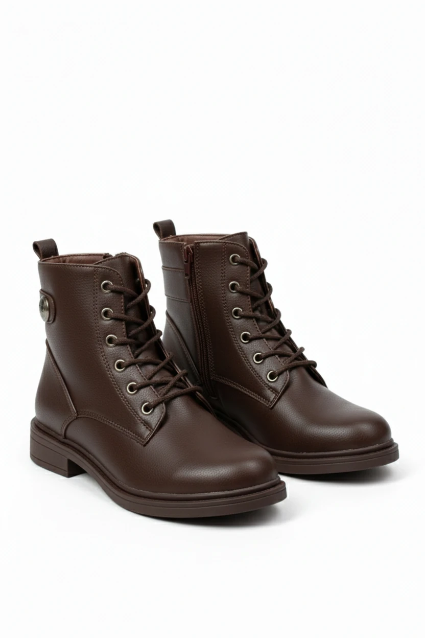 Kadın Kürklü Fermuarlı Kaymaz Taban Postal Bot A320NAV - Kahverengi