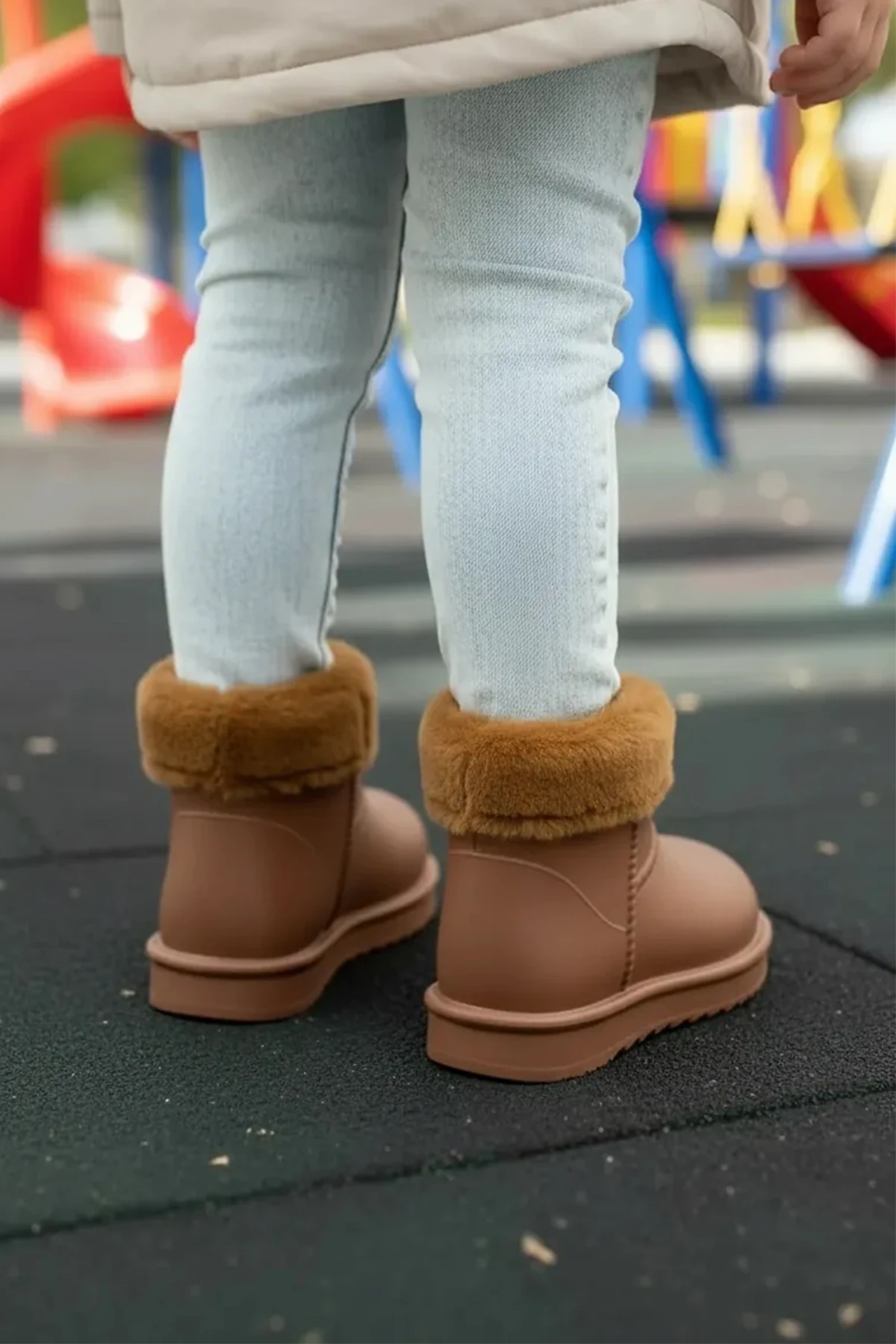 Çocuk Su Geçirmez Kürklü Yağmur Botu 2828NAV - Taba