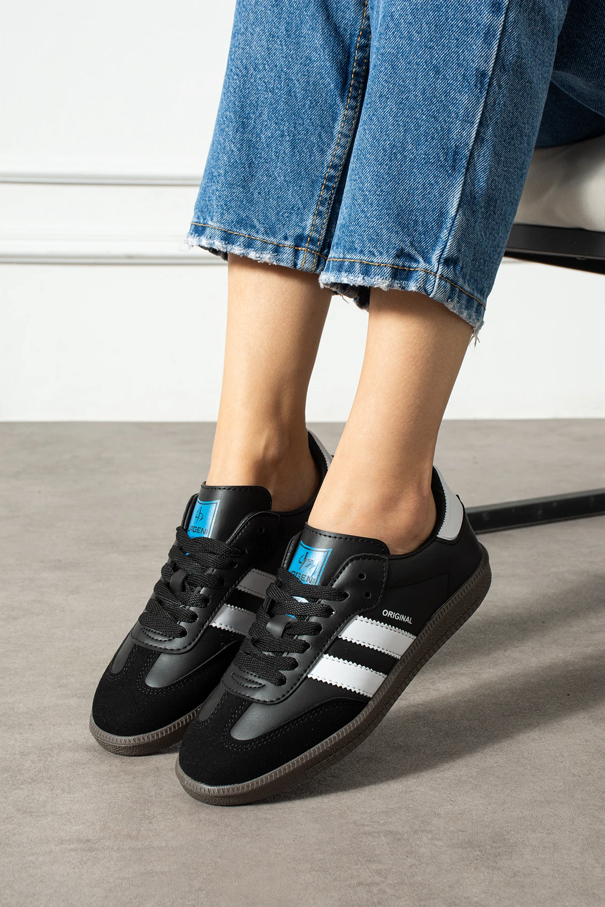 Kadın Sneaker Günlük Spor Ayakkabı 644NAV - Siyah Beyaz