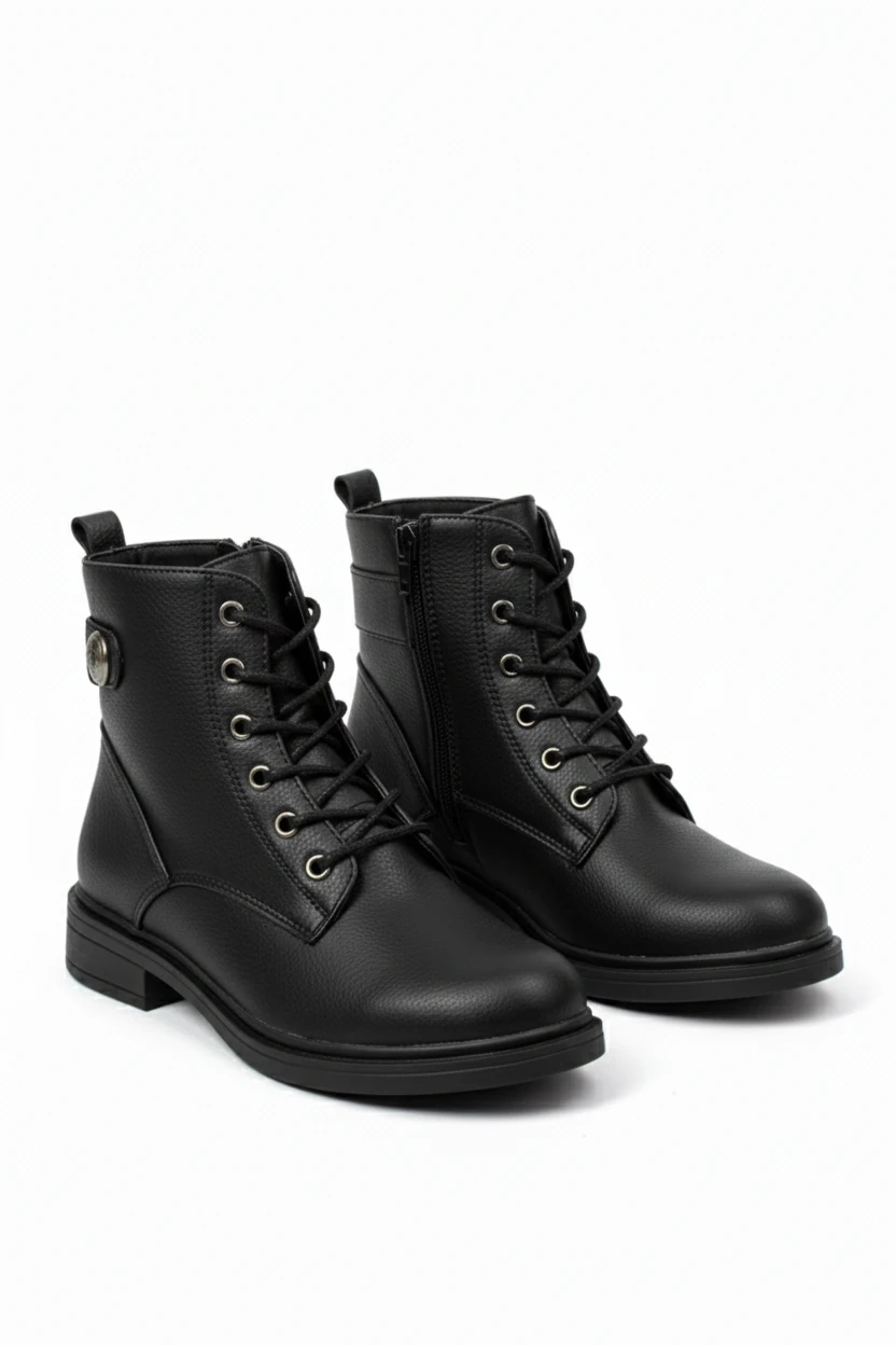 Kadın Kürklü Fermuarlı Kaymaz Taban Postal Bot A320NAV - Siyah