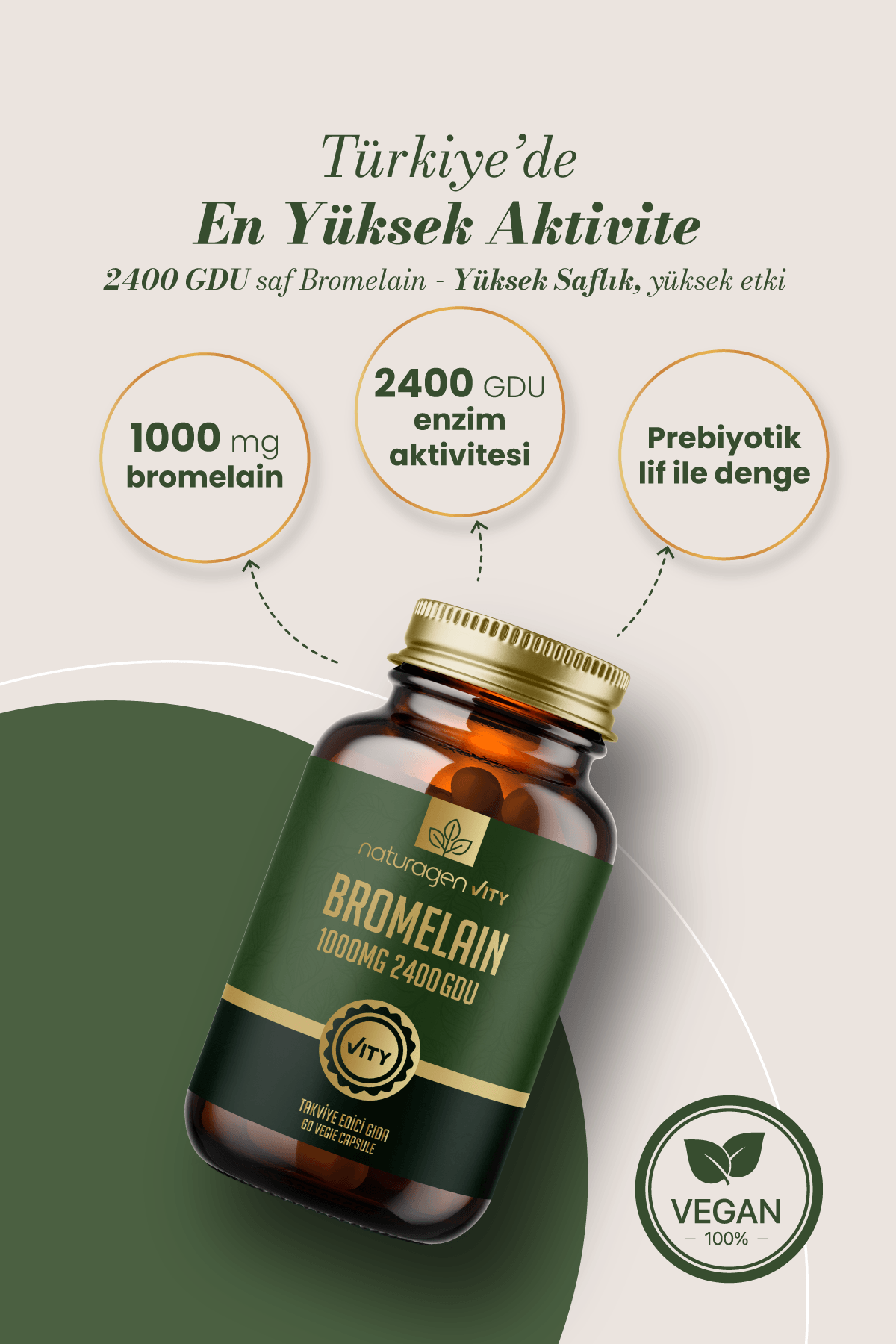 Bromelain 1000 Mg 2400 GDU Prebiyotikli 60 Kapsül