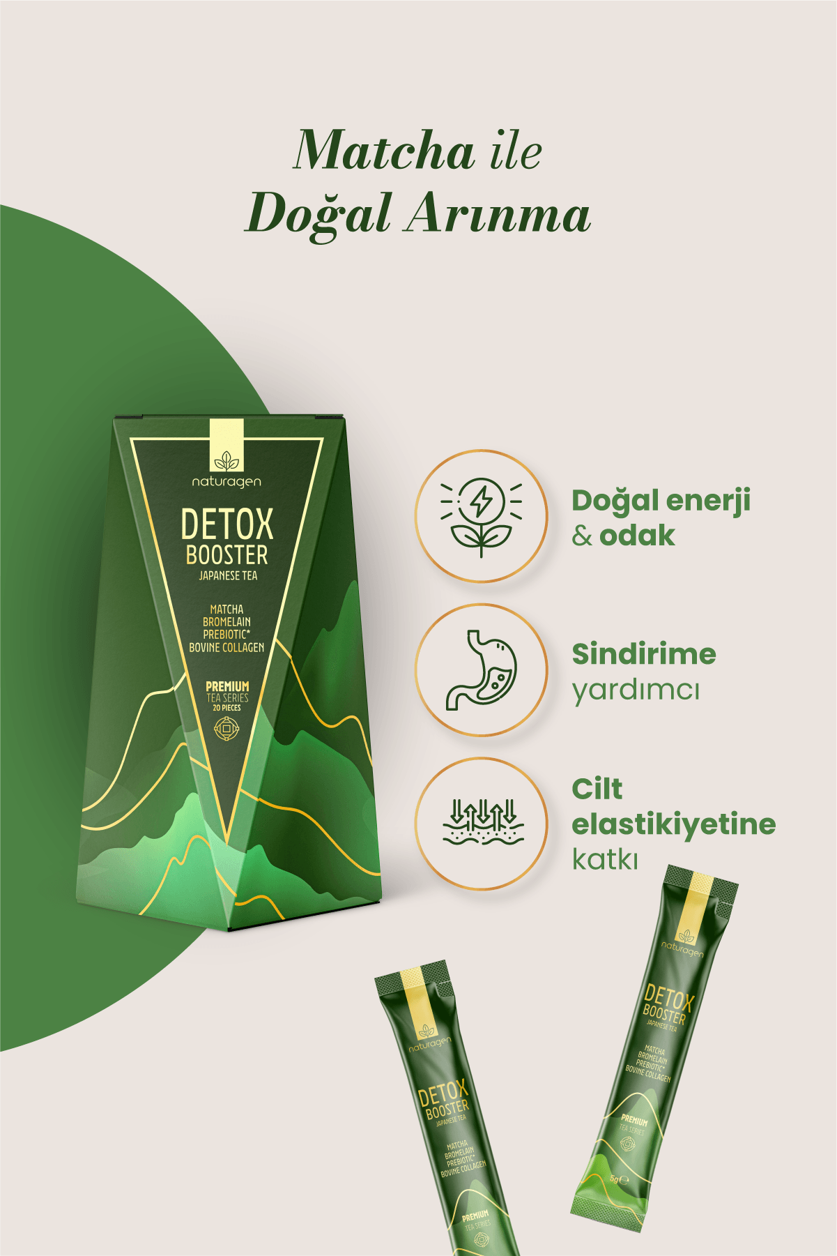 Detox Booster Matcha Tea Bromelainli Kolajenli Matcha Çayı