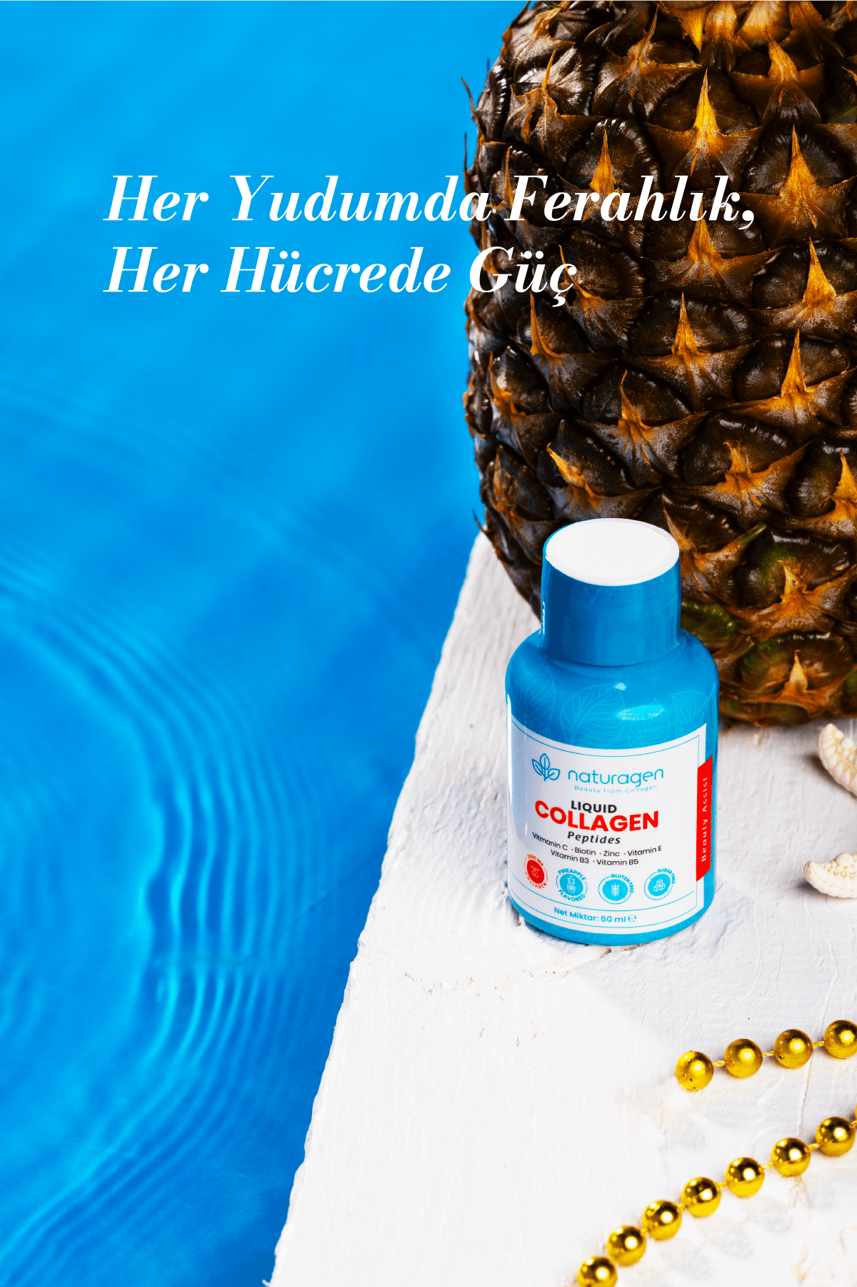 Collagen Ananas Aromalı Shot Tip 1-3 Hidrolize Sıvı Kolajen