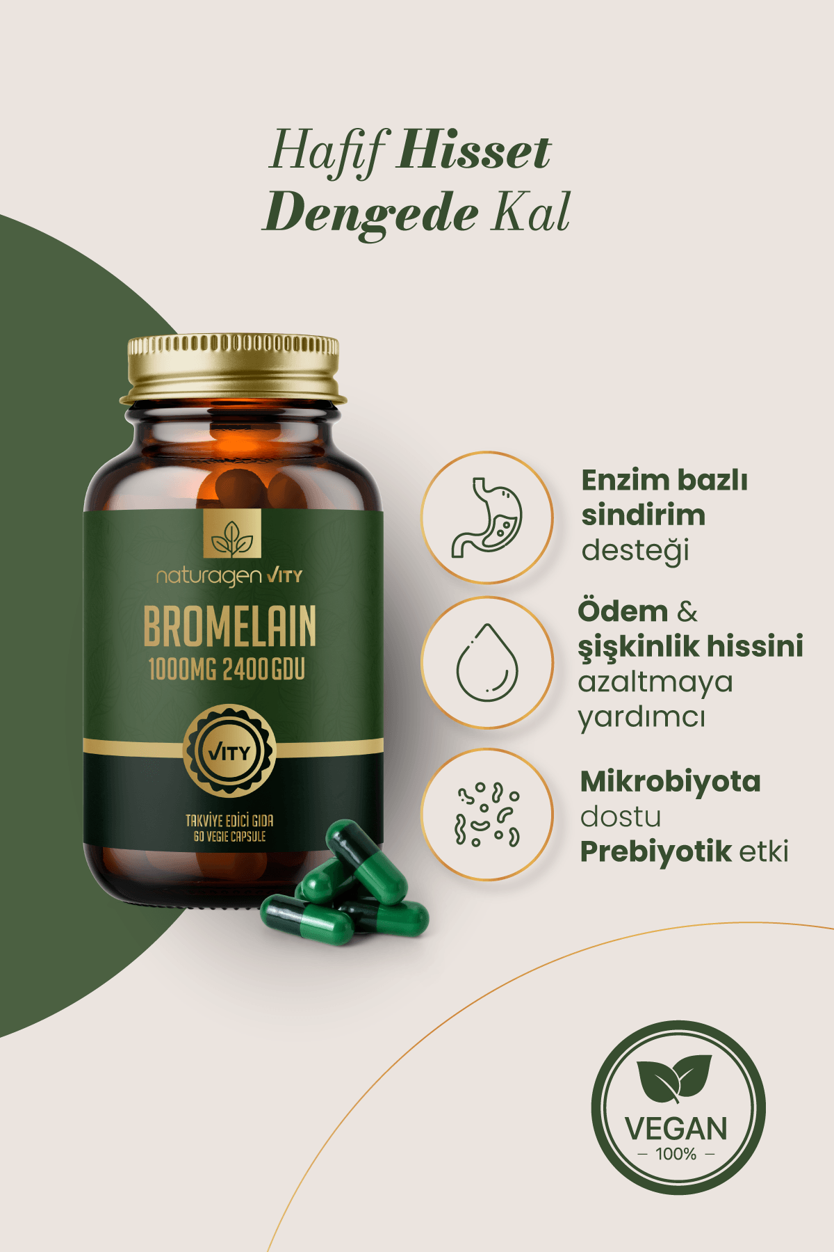 Bromelain 1000 Mg 2400 GDU Prebiyotikli 60 Kapsül
