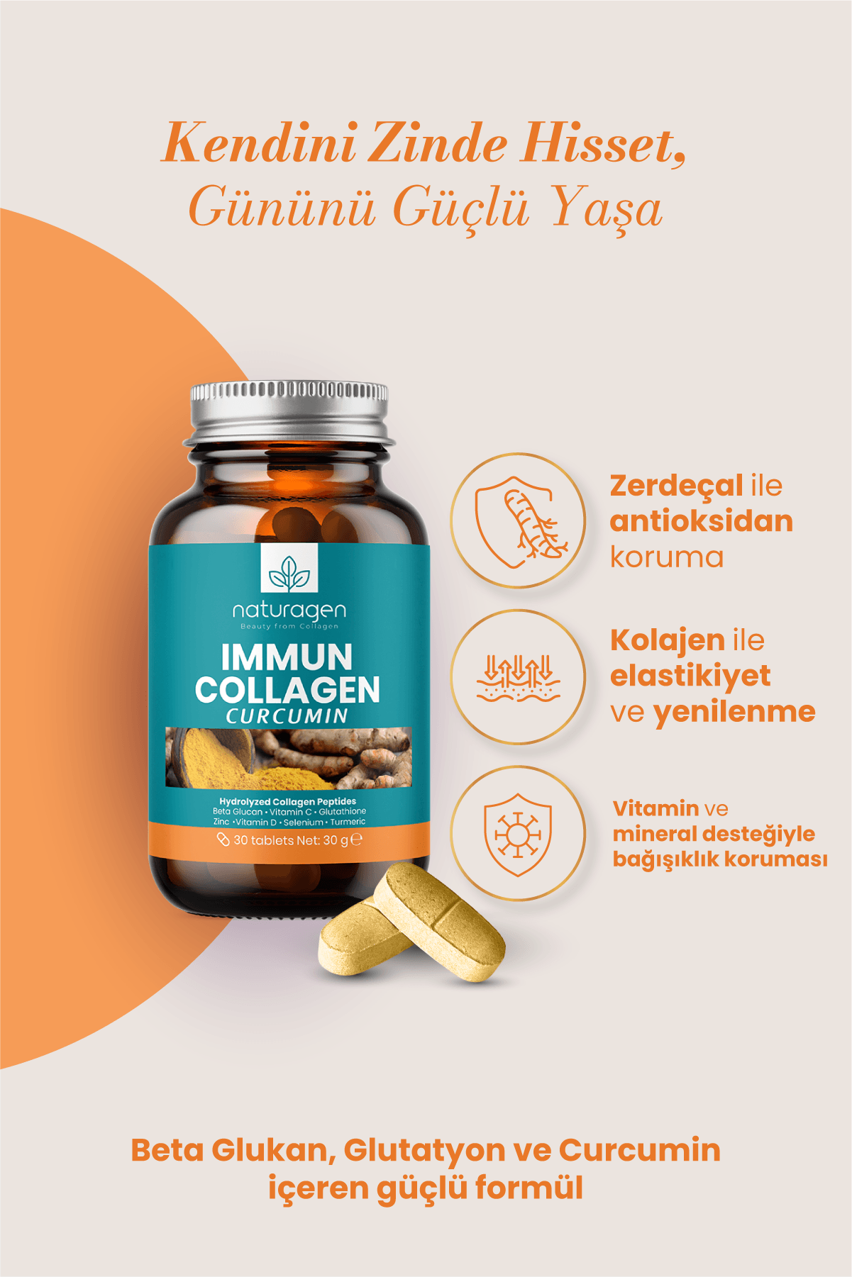Immun Collagen Curcumin (Zerdeçal) 30 Tablet Kolajen