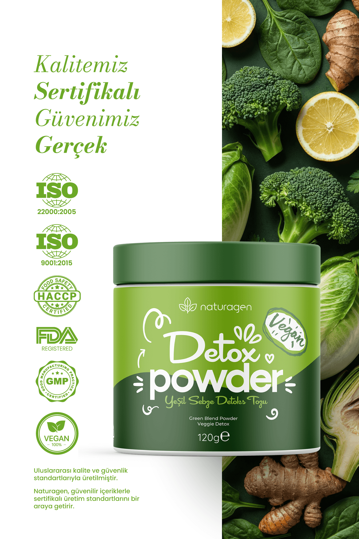 Detoks Powder Vegan Yeşil Sebze Detoks Tozu 120 Gr