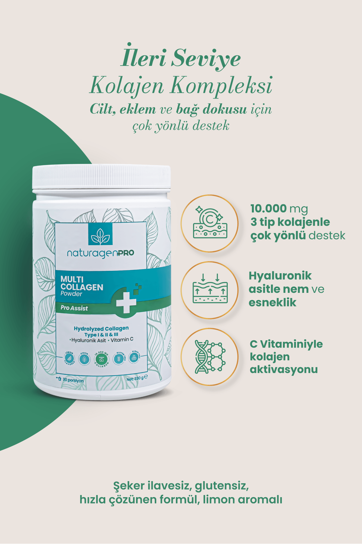 Pro Kolajen Powder Tip 1-2-3 Kolajen + Hyaluronik Asit + C Vitamini 330 Gr