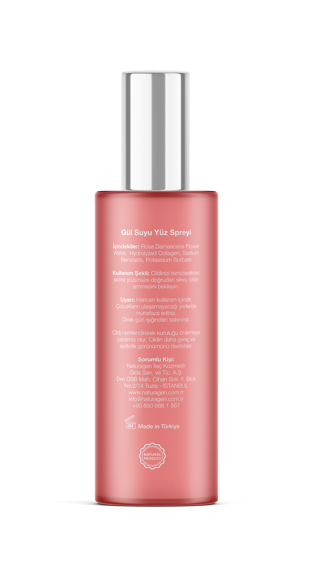Rose Flower Face Spray Kolajenli %100 Doğal Tonik