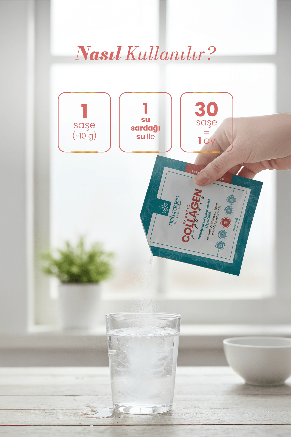 Collagen Beauty 30'lu Saşe Şeftali Aromalı Tip 1-3 8000 Mg Hidrolize Toz Kolajen