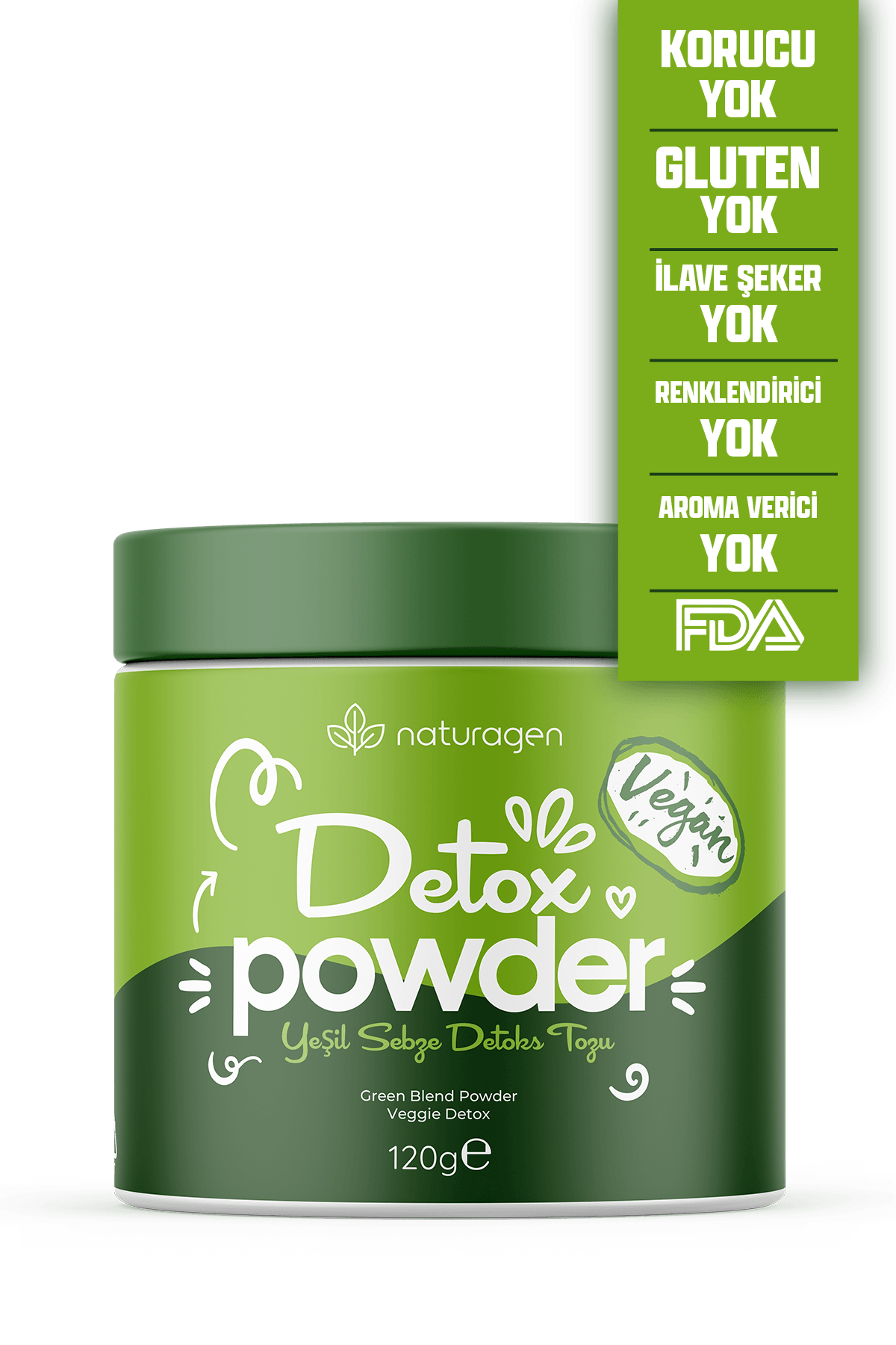 Detoks Powder Vegan Yeşil Sebze Detoks Tozu 120 Gr